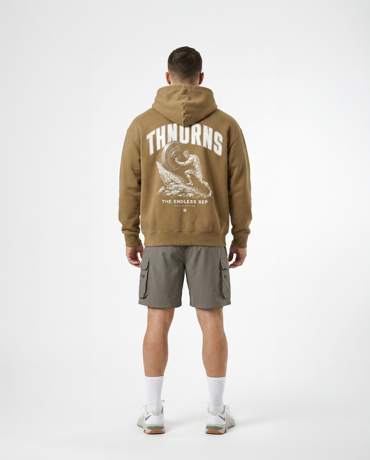 Sisyphus Hoodie Brown - Model Back — View 5