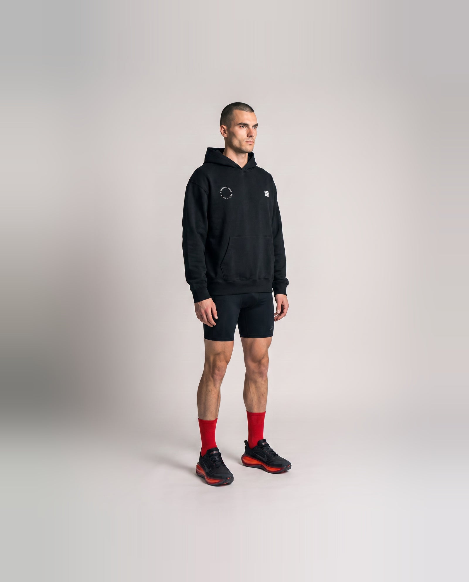 Burning Legs Social Club Oversize Hoodie Black — model three quarter — View 3
