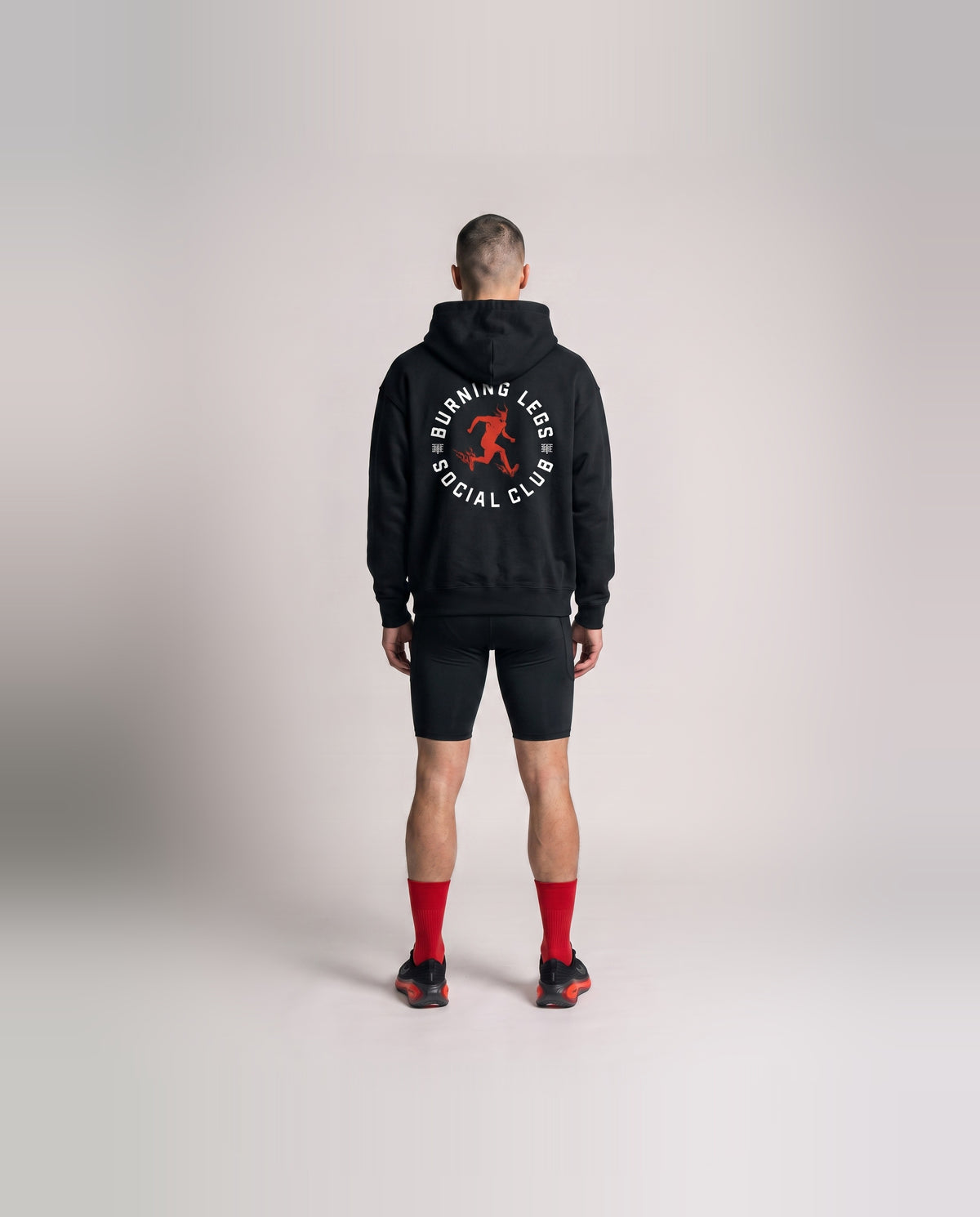 Burning Legs Social Club Oversize Hoodie Black — model back — View 4