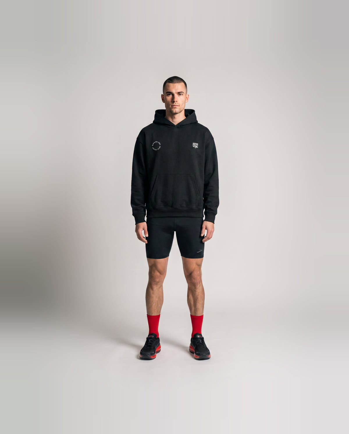 Burning Legs Social Club Oversize Hoodie Black — model front — View 2