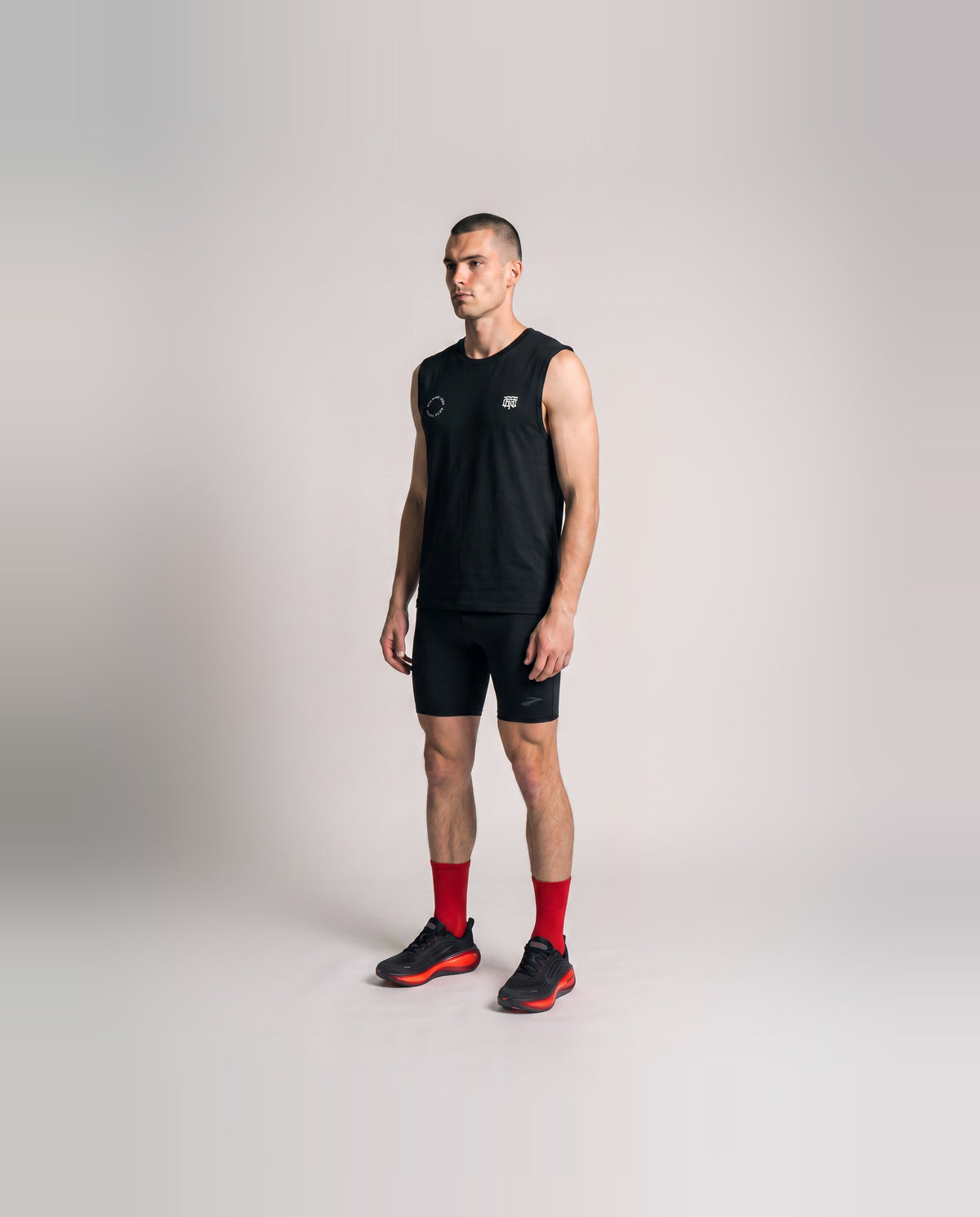 Burning Legs Social Club Tank Top Black — model three quarter — View 3