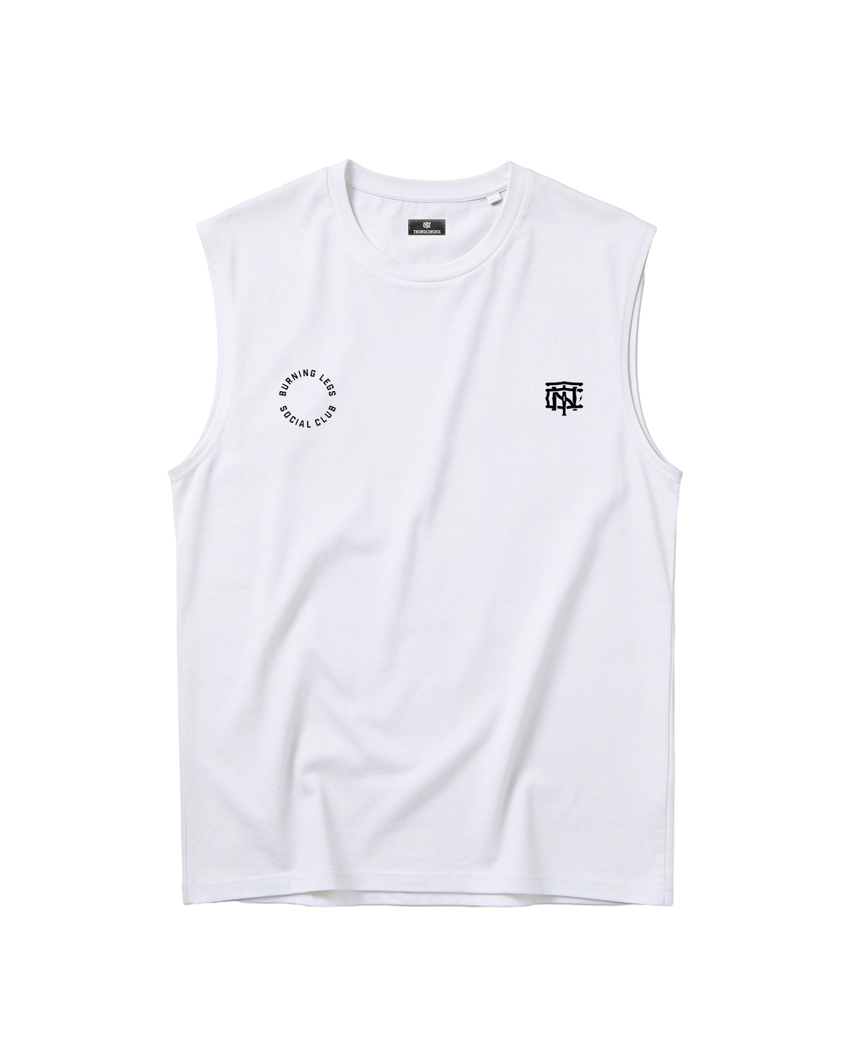 Burning Legs Social Club Tank Top White — front, chest logo — View 5