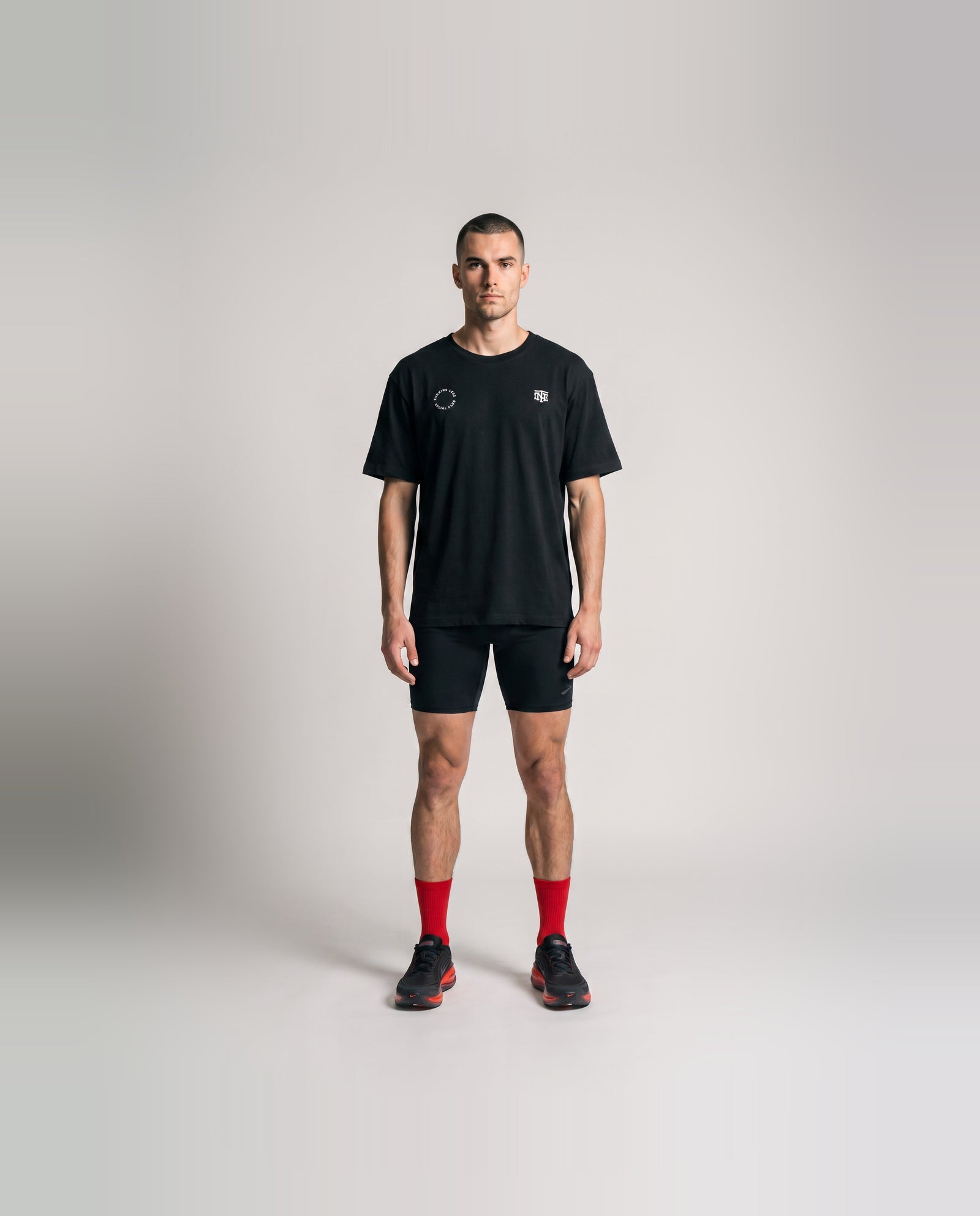 Burning Legs Social Club Oversize T-Shirt Black — model front — View 2