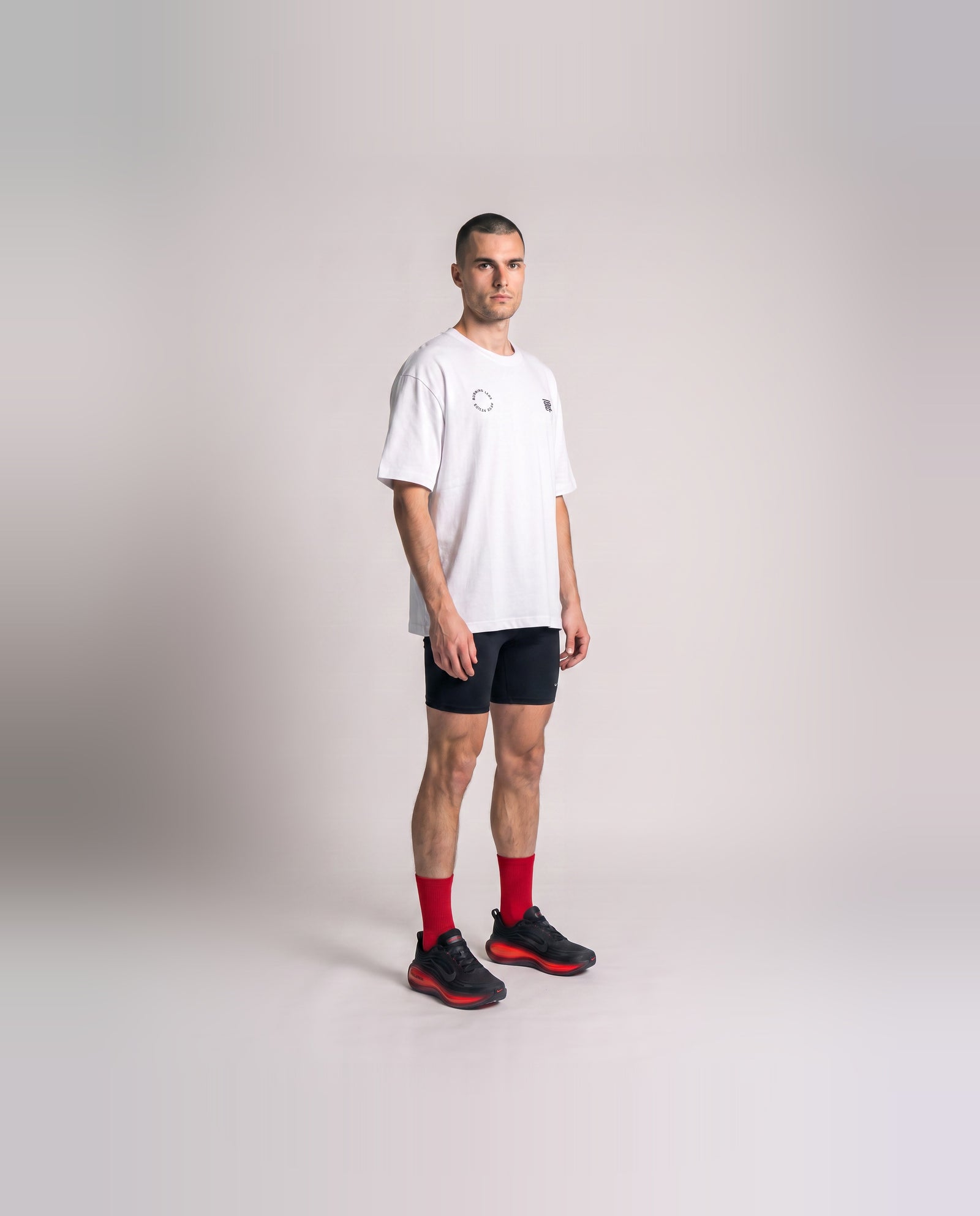 Burning Legs Social Club Oversize T-Shirt White — model three quarter — View 3