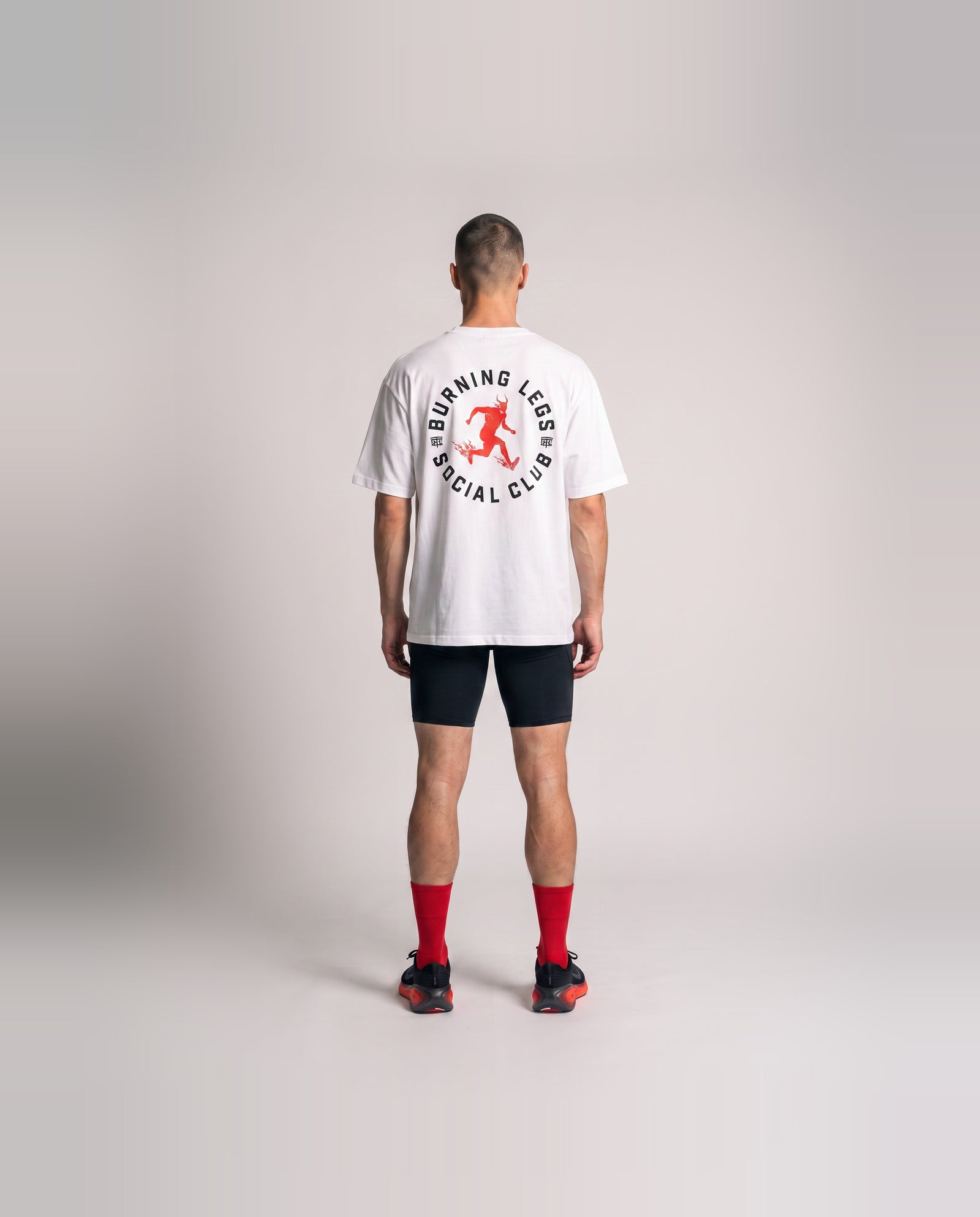 Burning Legs Social Club Oversize T-Shirt White — model back — View 4