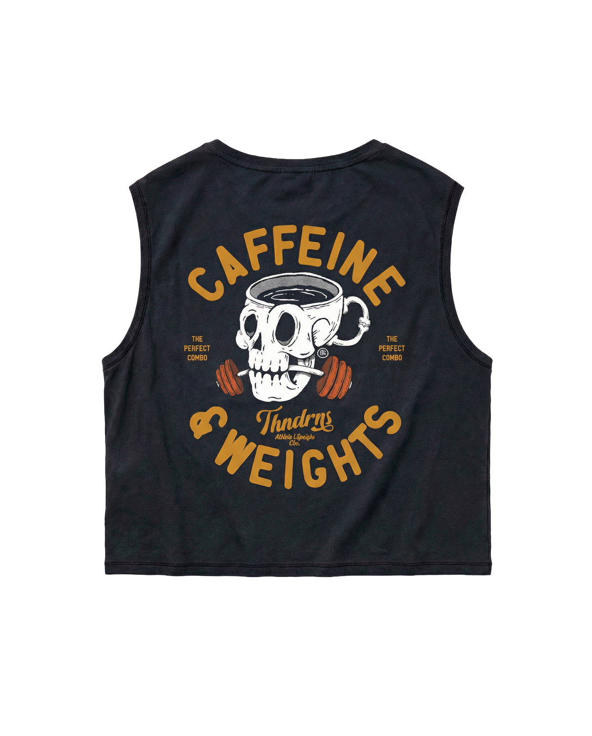 Caffeine & Weights Cropped Tank Top — View 1