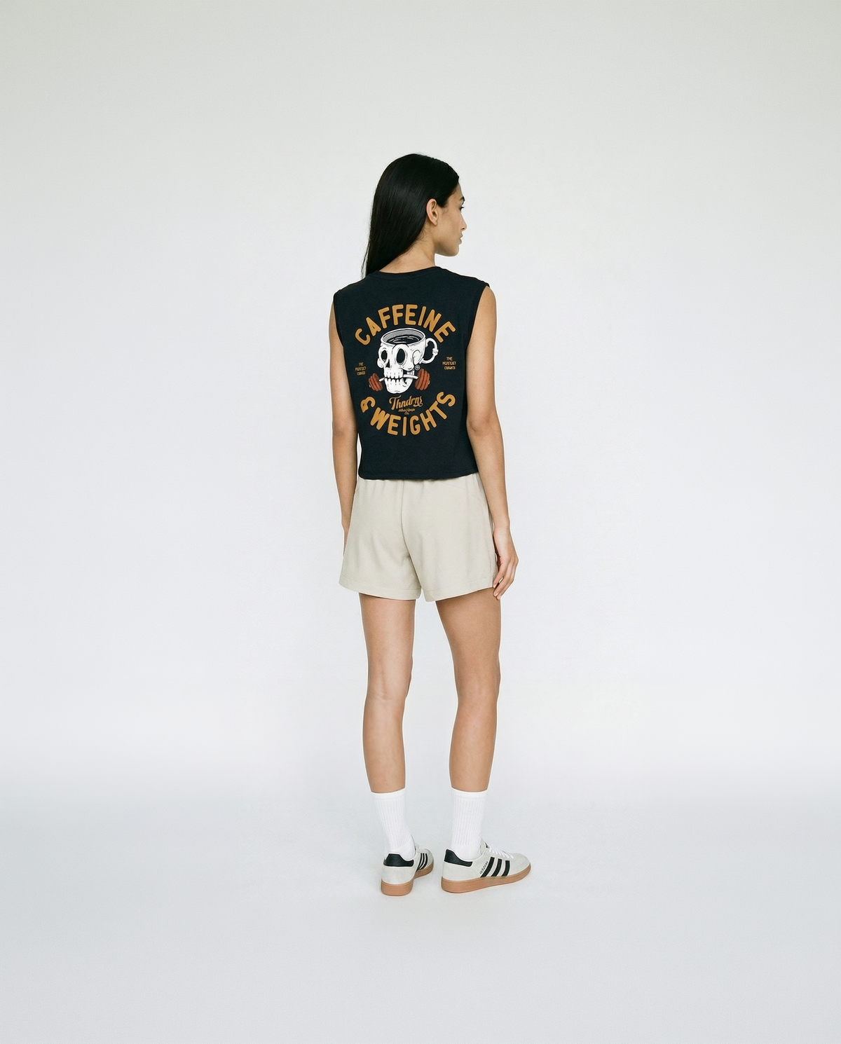 Caffeine & Weights Cropped Tank Top — View 4