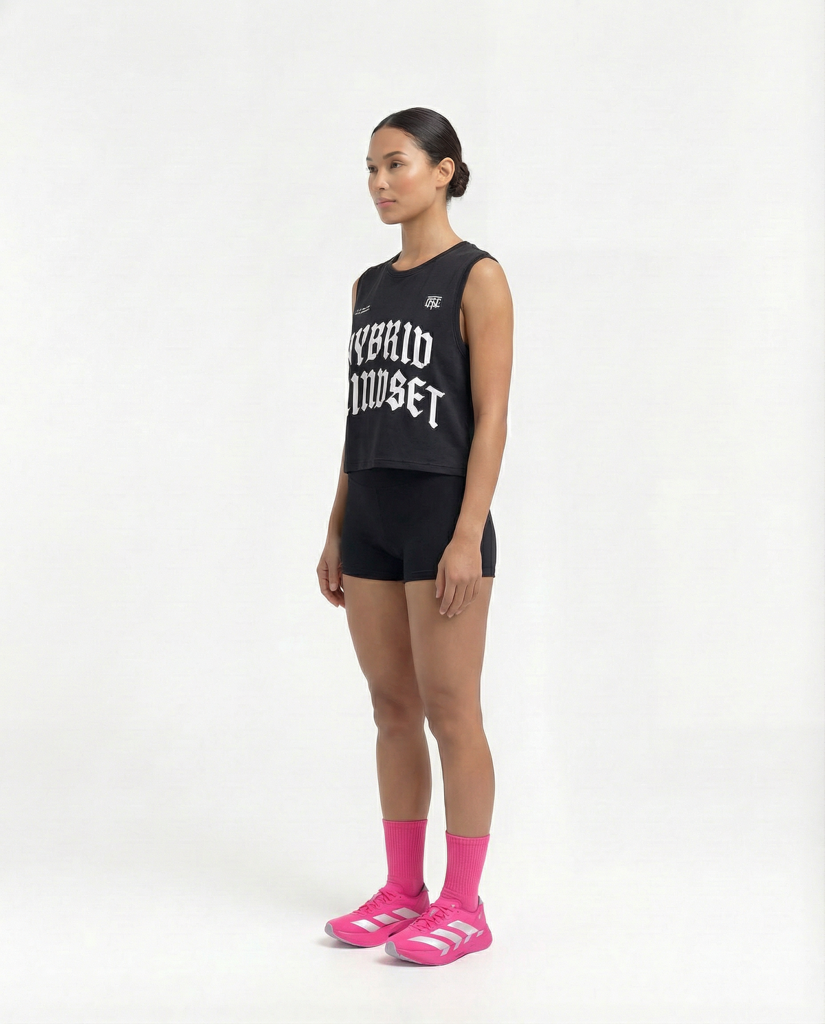 Hybrid Mindset Cropped Tank Top - Black — View 3