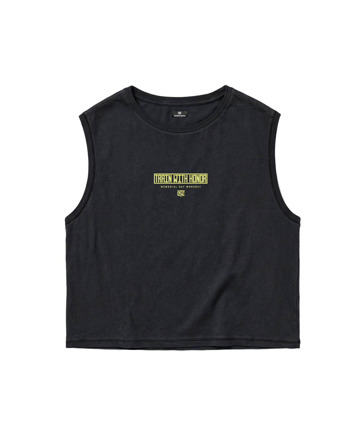 Train With Honor Cropped Tank Top Washed Grey - Front — View 3