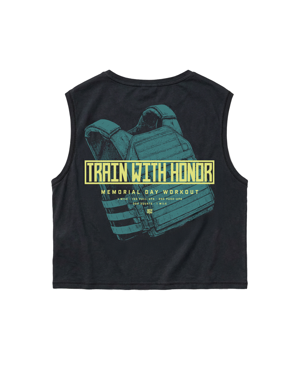 Train With Honor Cropped Tank Top Washed Grey - Back — View 1