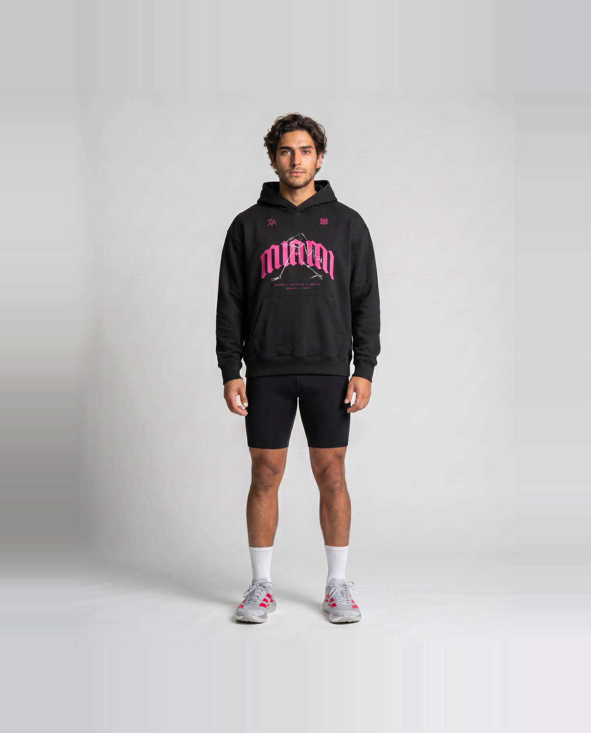 Thundernoise x Sergio Martín Miami Edition Oversize Hoodie Black - model front — View 4