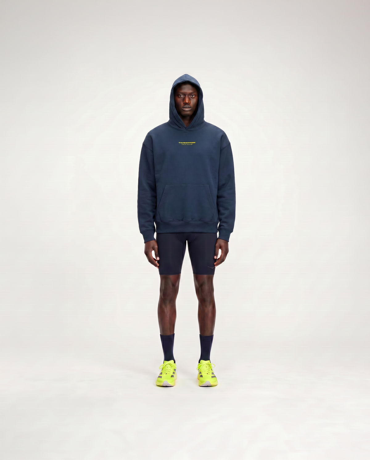 Less Ego Oversize Hoodie Navy - Model Front — View 5