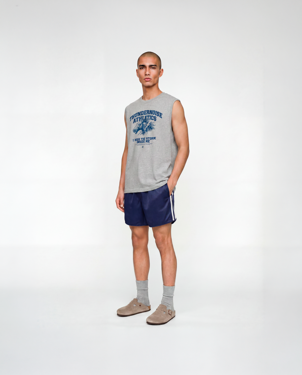 Storm Within Tank Top Grey - Model Front — View 2