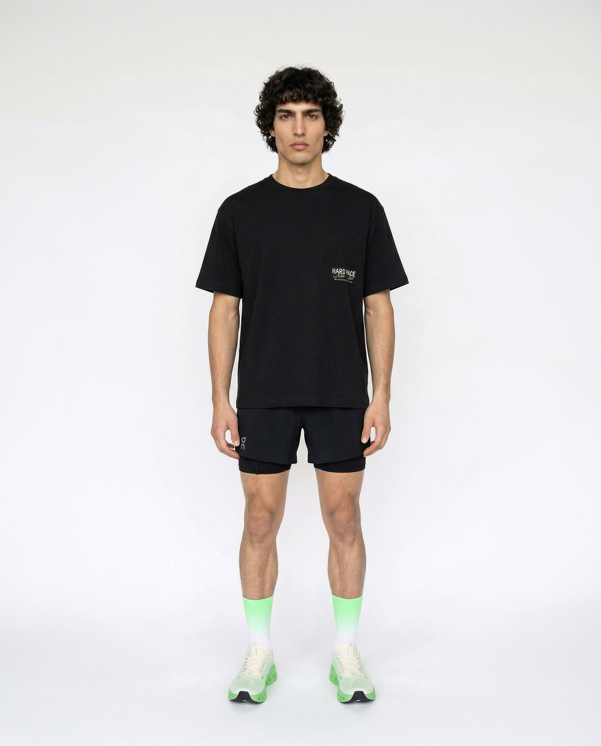 Hard Pace Run Club Relaxed Tee - Black — View 2