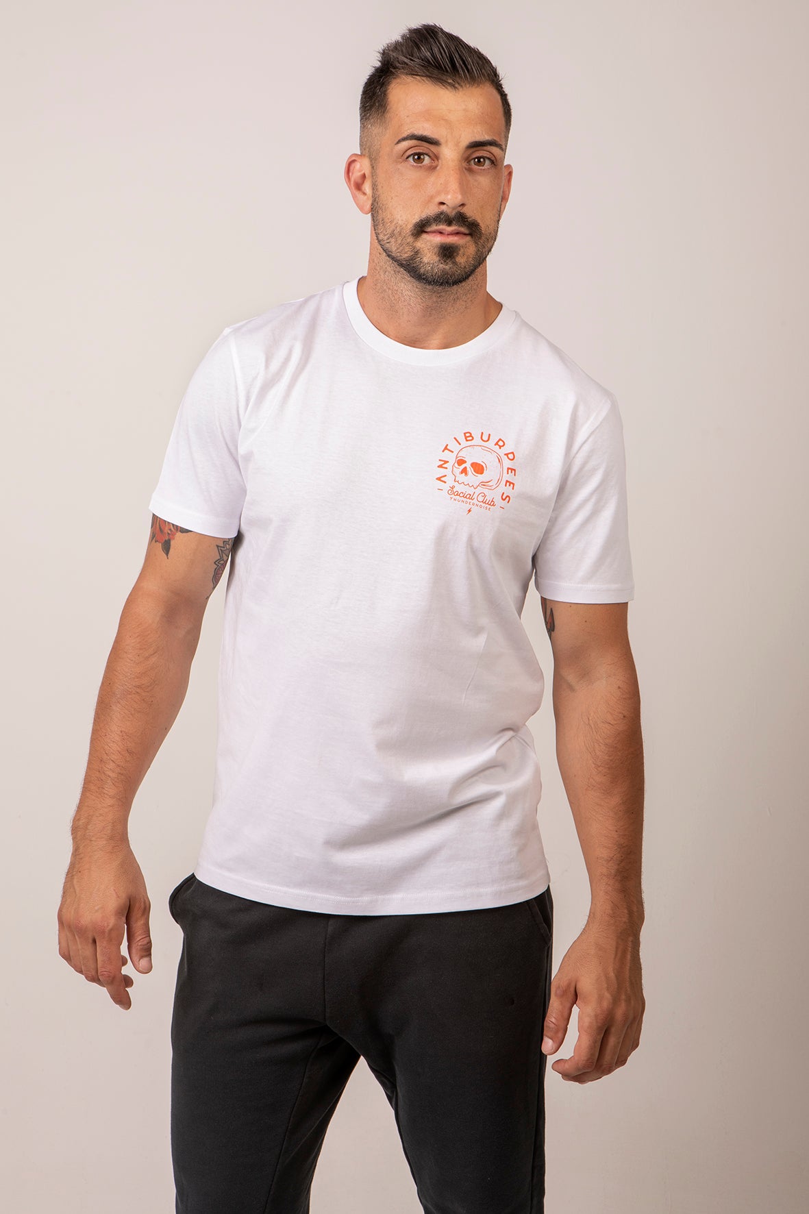 Antiburpees Social Club (Orange) - T-Shirt - White — View 3