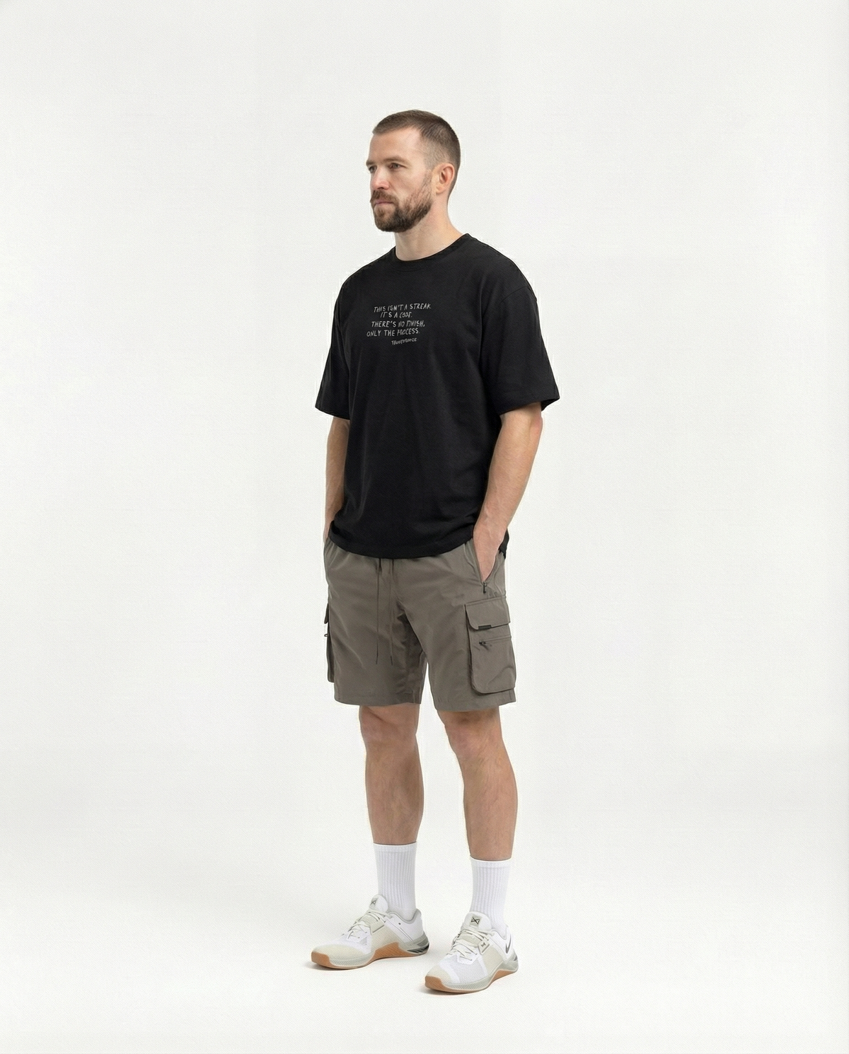 Sisyphus Relaxed Tee Black - Model 3/4 — View 2
