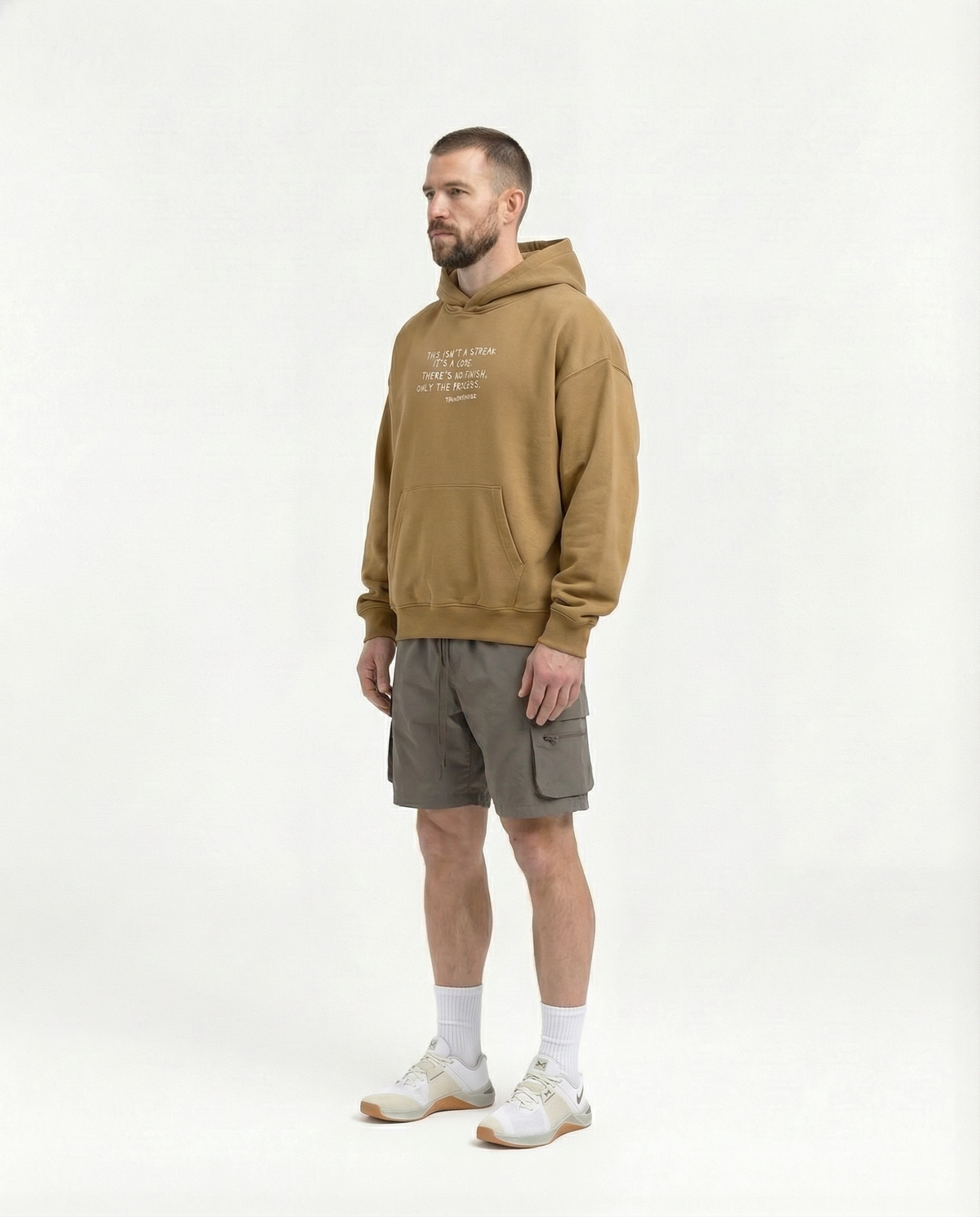 Sisyphus Hoodie Brown - Model 3/4 — View 2
