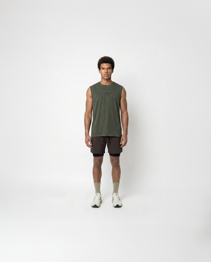 Lift Heavy Run Fast Tank Top Khaki - Model Front