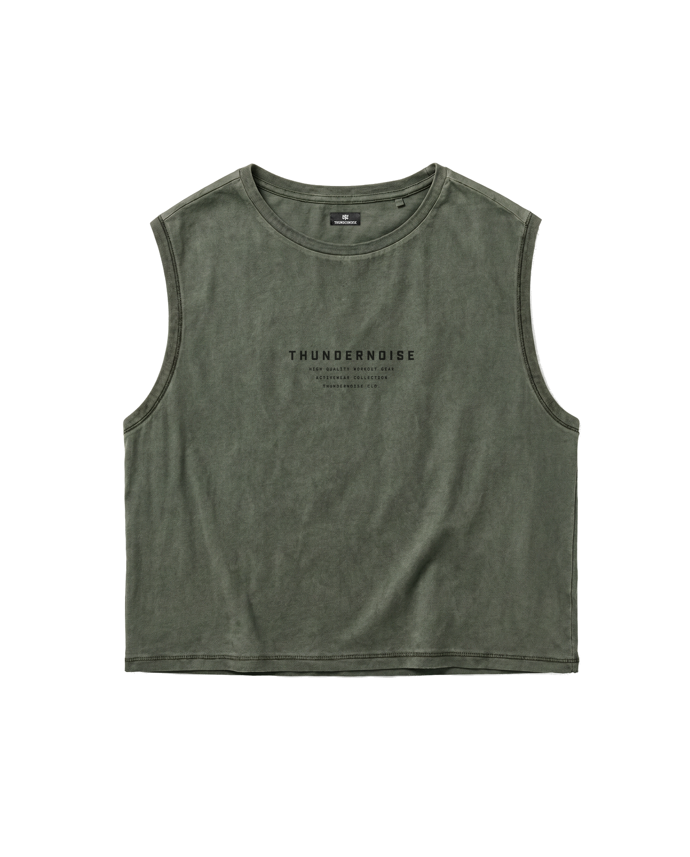 Lift Heavy Run Fast Cropped Tank Top Khaki - Flat Lay Front