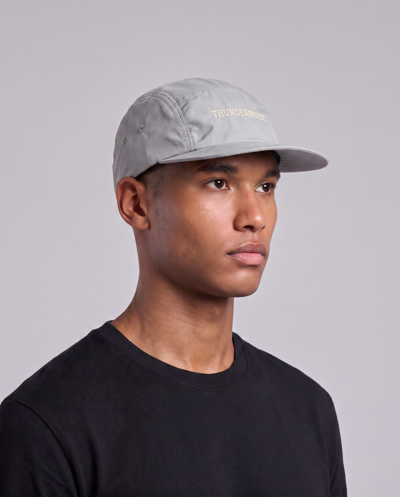 Thundernoise Nylon Ripstop Cap Light Grey - Model Three Quarter — View 3
