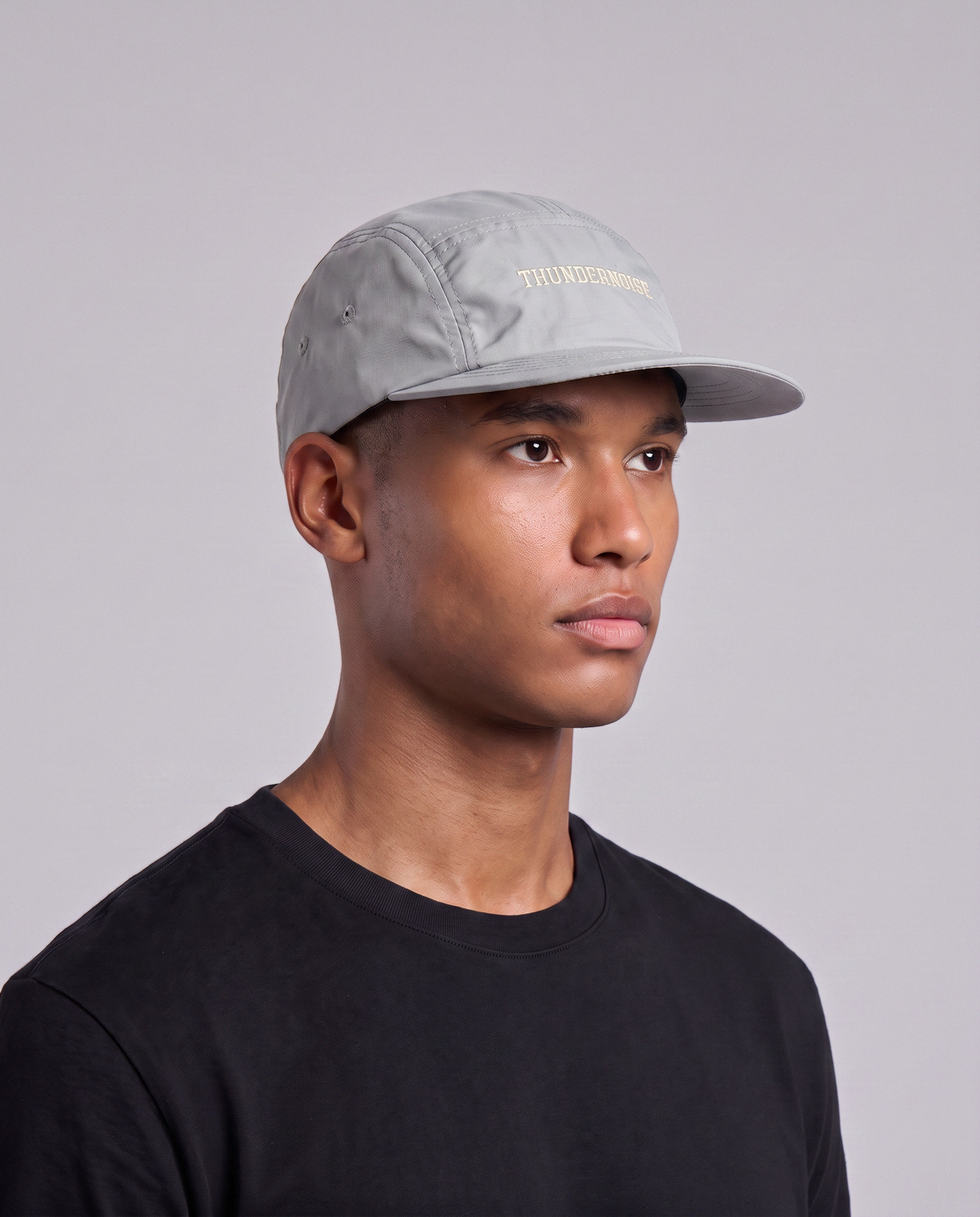 Thundernoise Nylon Ripstop Cap Light Grey - Model Three Quarter