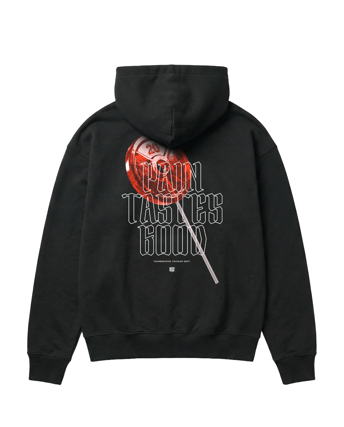 Pain Tastes Good Oversize Hoodie Black - Back — View 1
