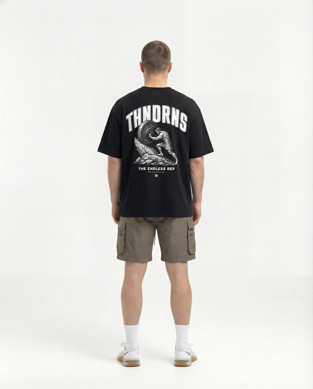 Sisyphus Relaxed Tee Black - Model Back — View 4
