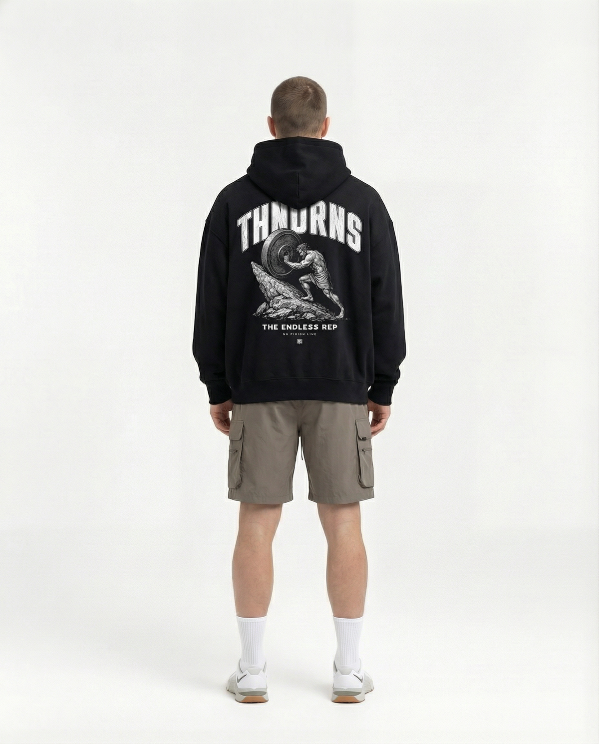 Sisyphus Hoodie Black - Model Back — View 4
