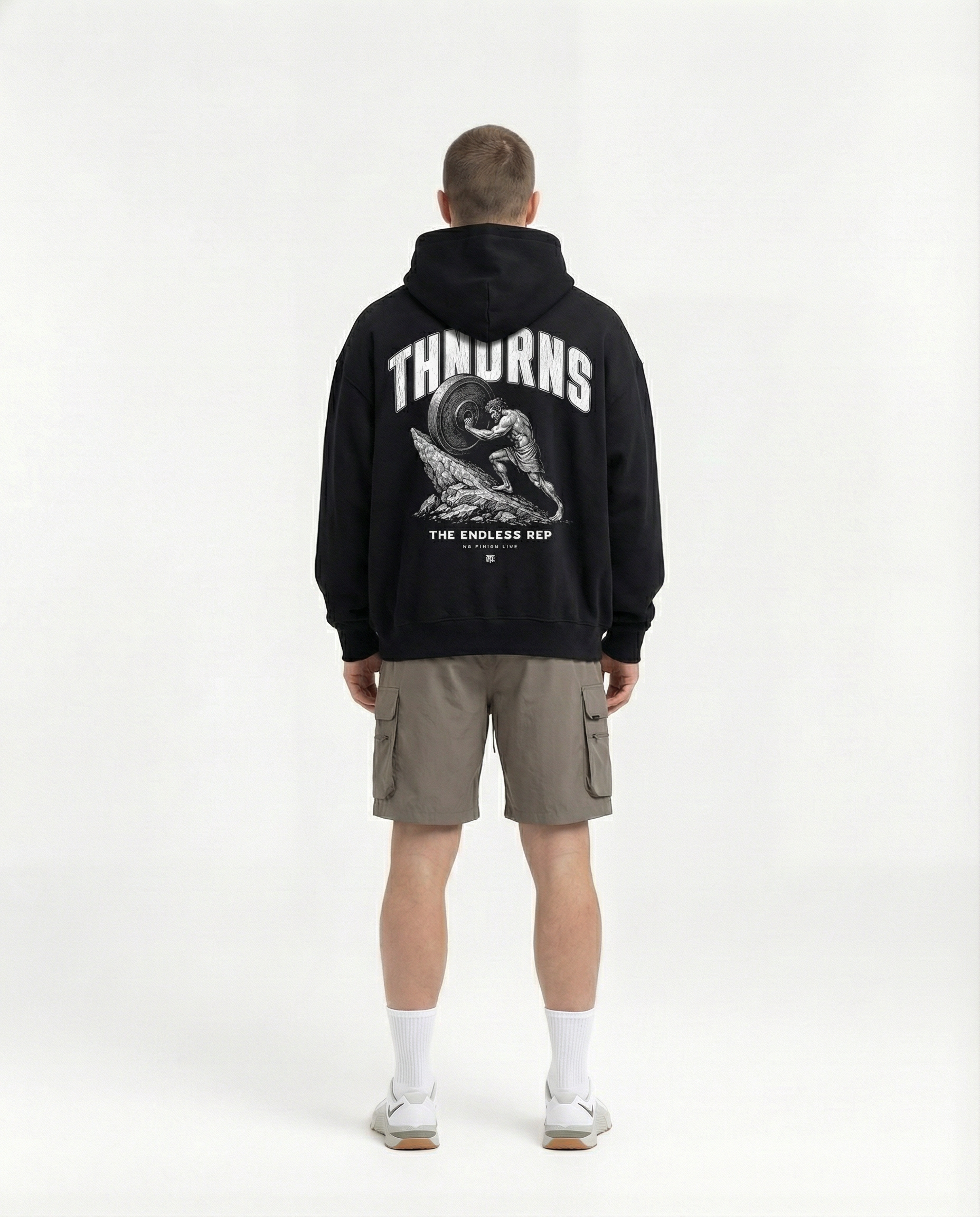 Sisyphus Hoodie Black - Model Back