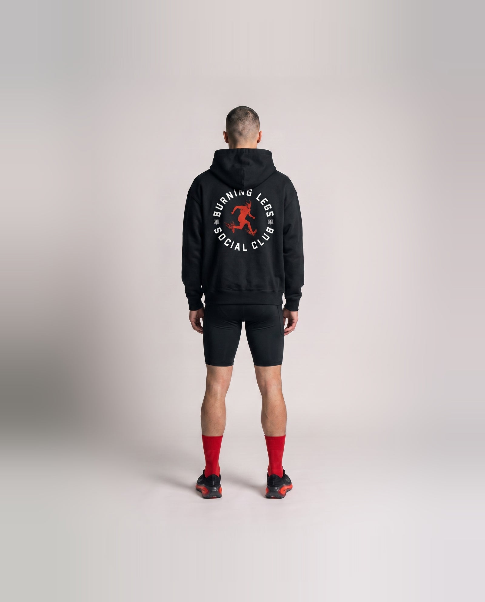 Burning Legs Social Club Oversize Hoodie Black — model back — View 4
