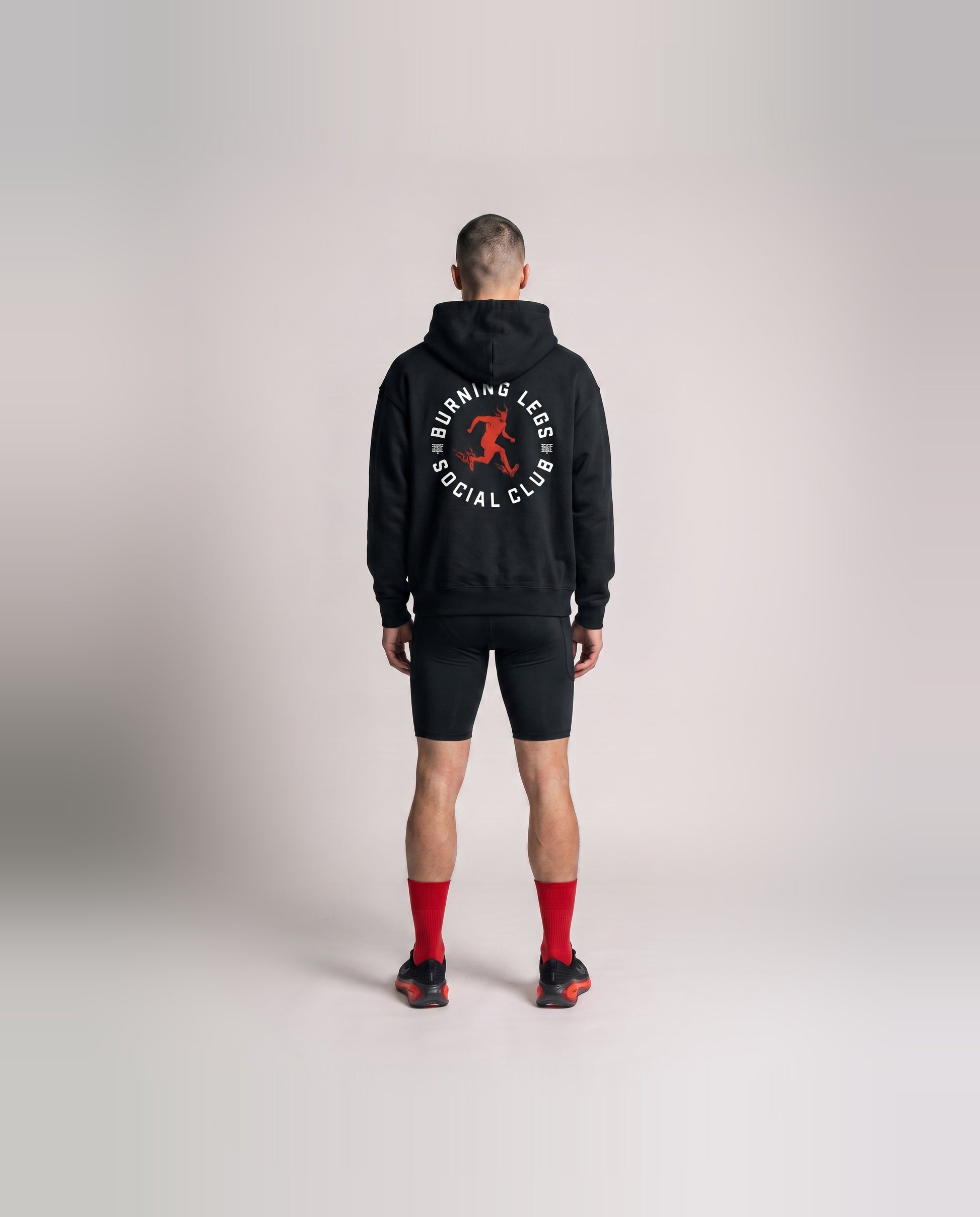 Burning Legs Social Club Oversize Hoodie Black — model back
