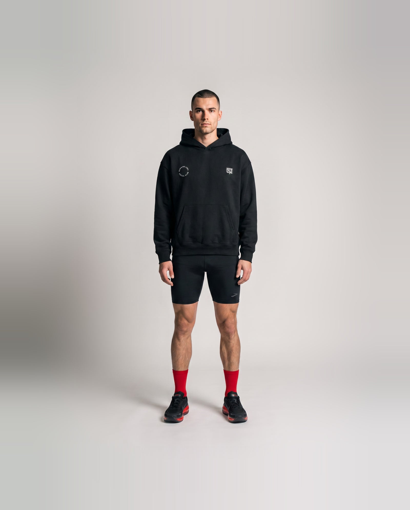 Burning Legs Social Club Oversize Hoodie Black — model front — View 2
