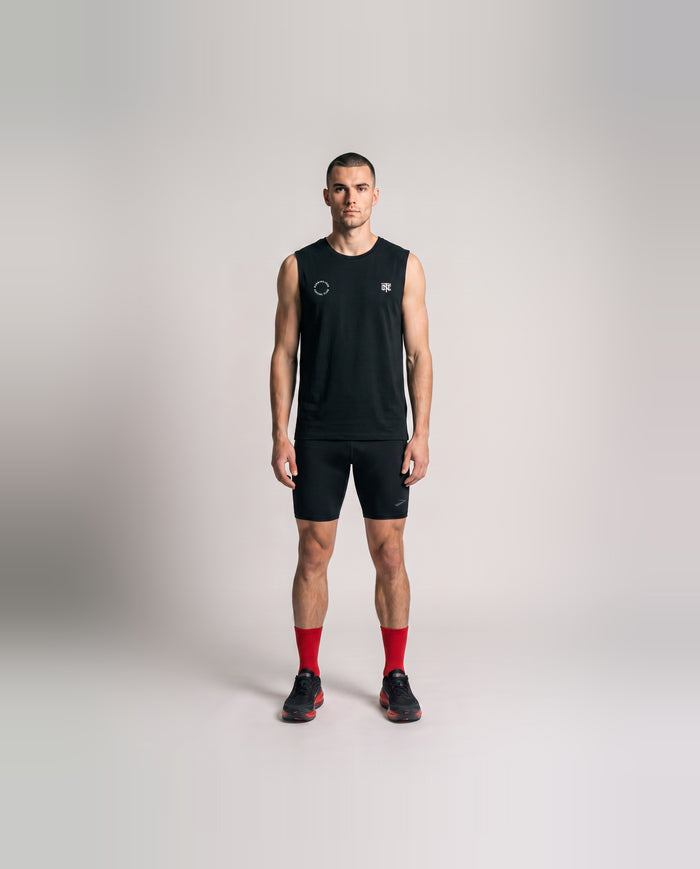 Burning Legs Social Club Tank Top Black — model front