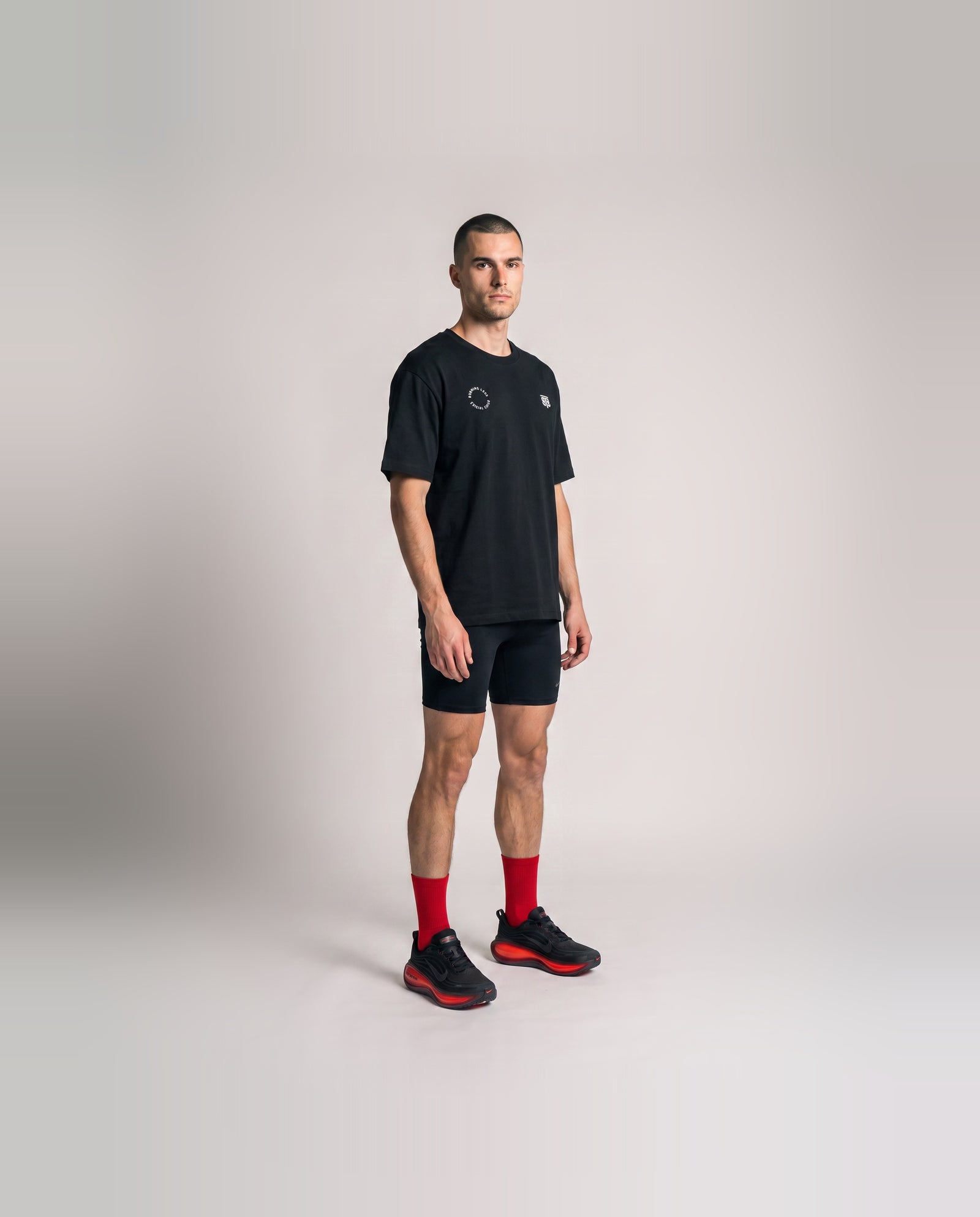 Burning Legs Social Club Oversize T-Shirt Black — model three quarter — View 3
