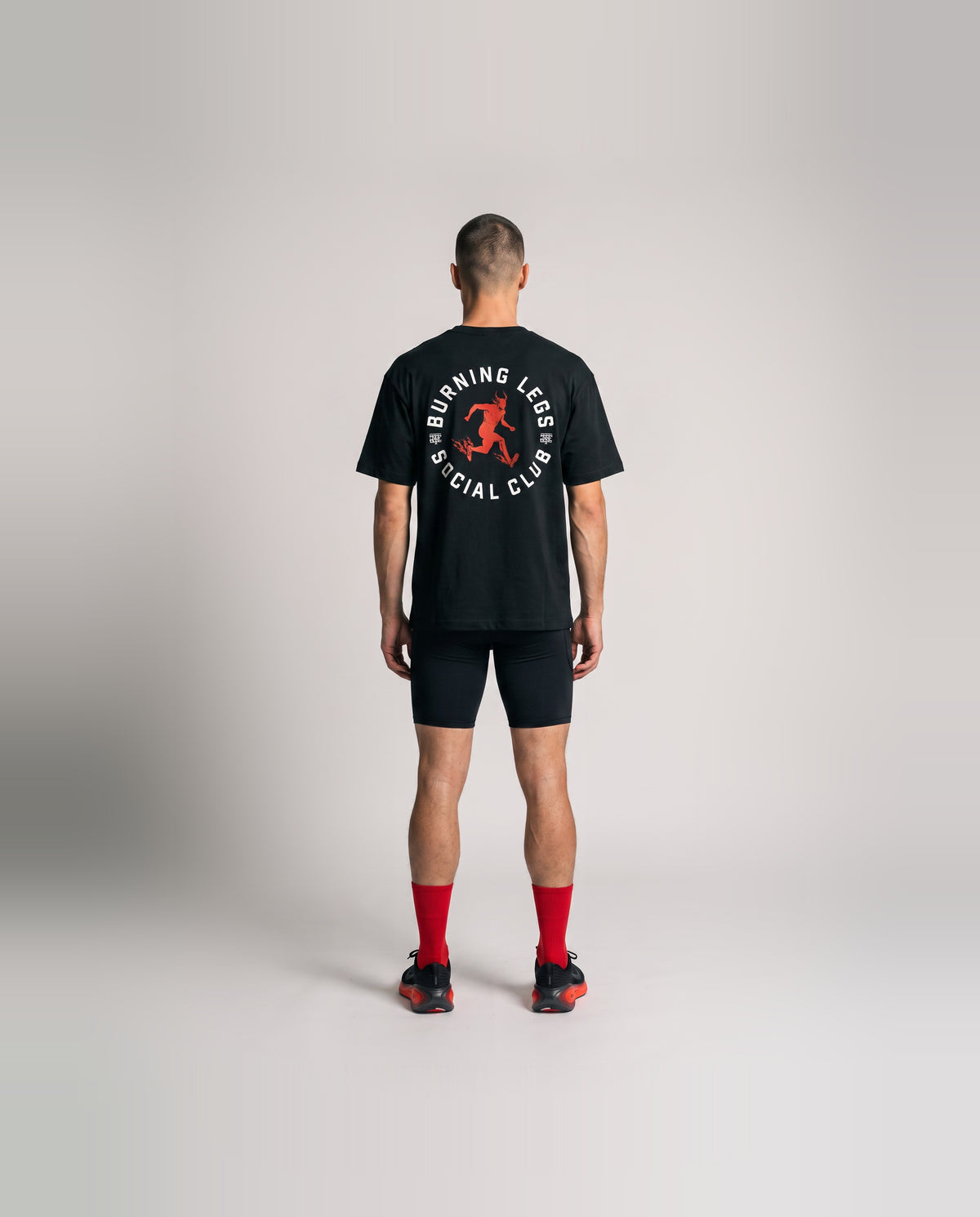Burning Legs Social Club Oversize T-Shirt Black — model back — View 4
