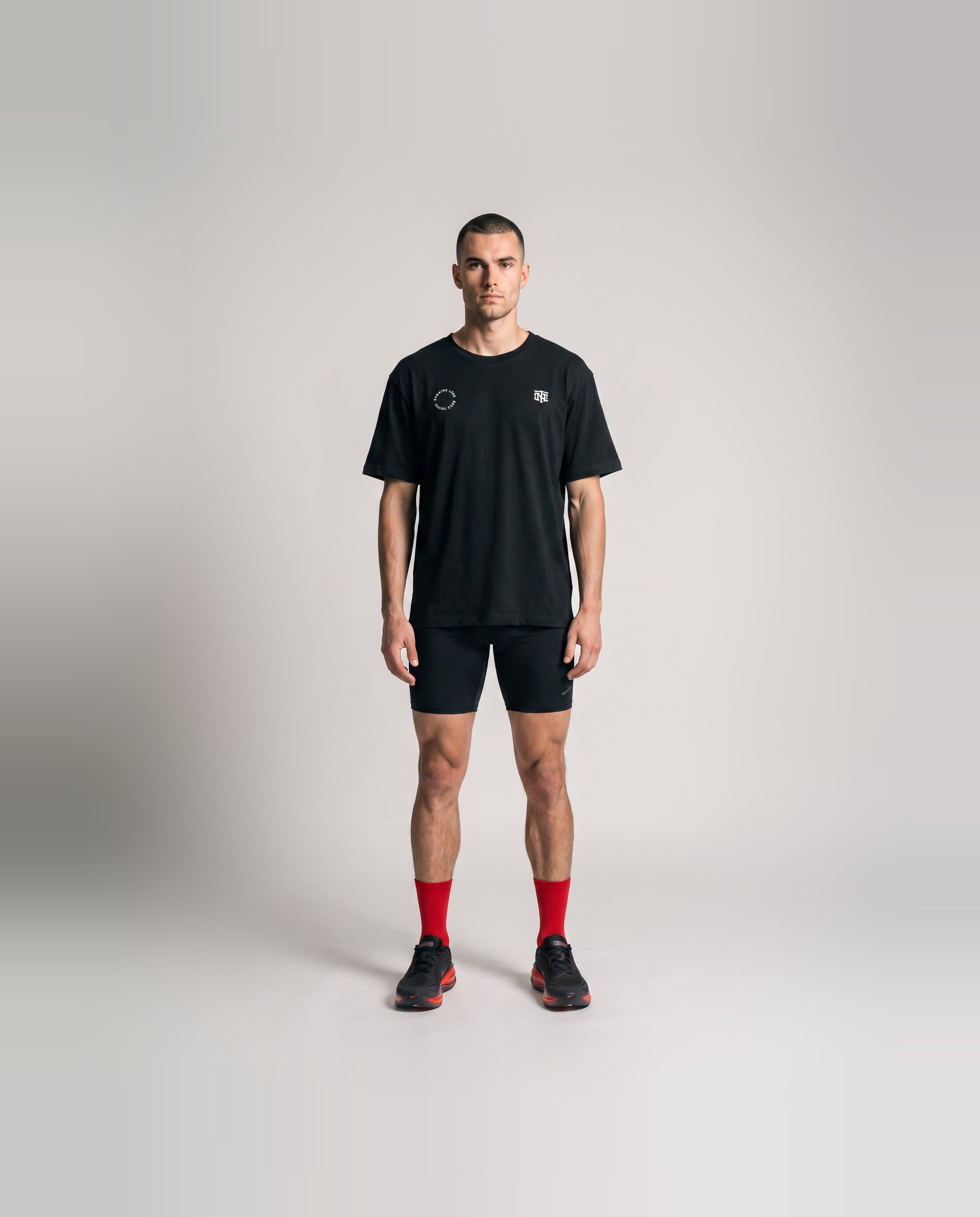 Burning Legs Social Club Oversize T-Shirt Black — model front