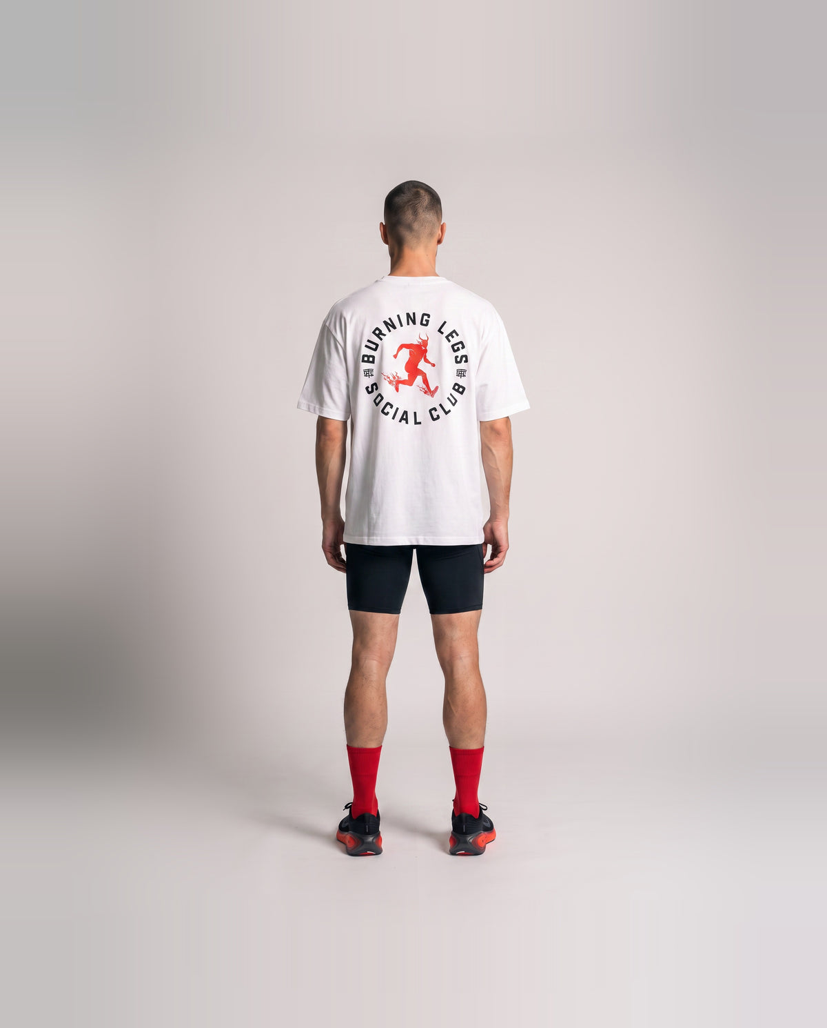Burning Legs Social Club Oversize T-Shirt White — model back — View 4

