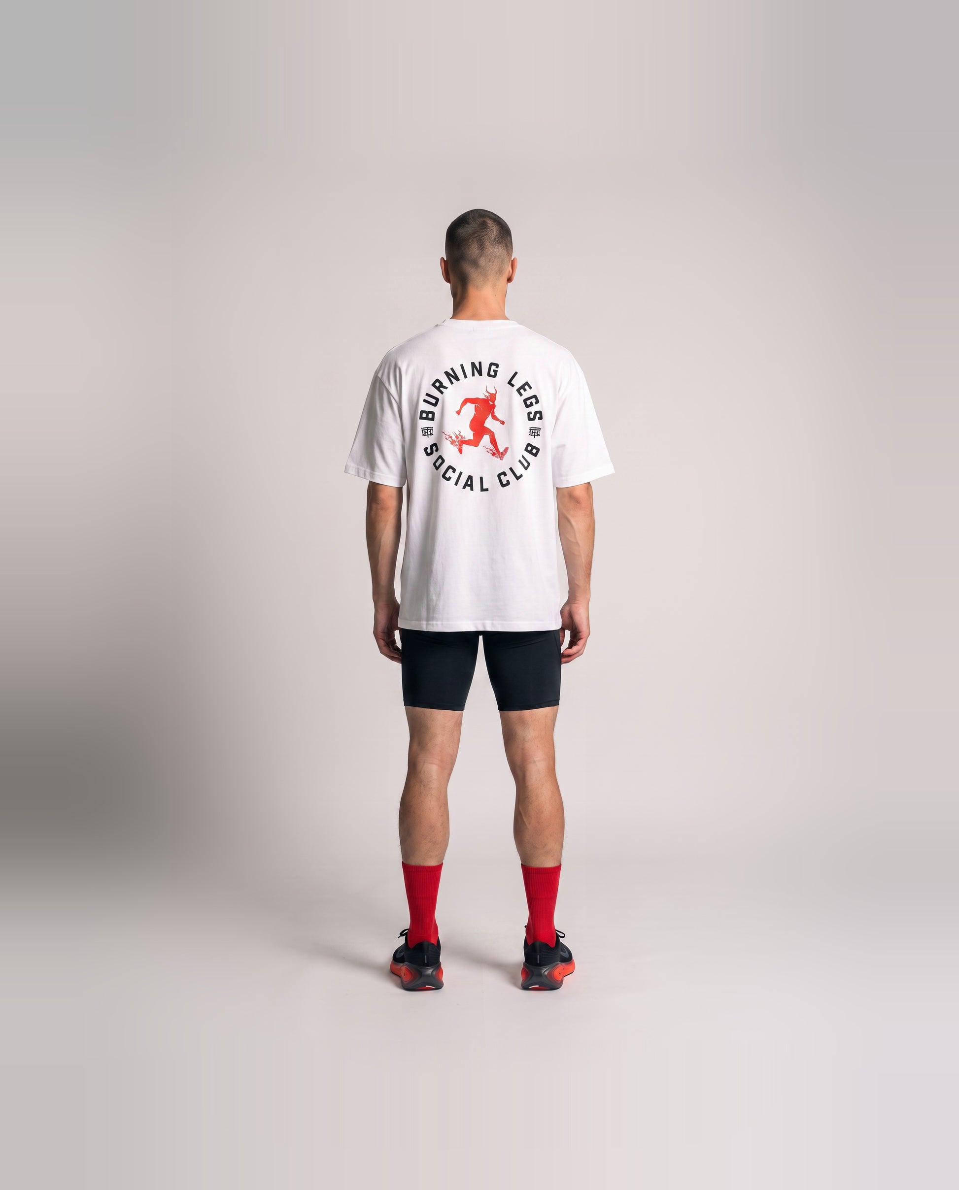 Burning Legs Social Club Oversize T-Shirt White — model back
