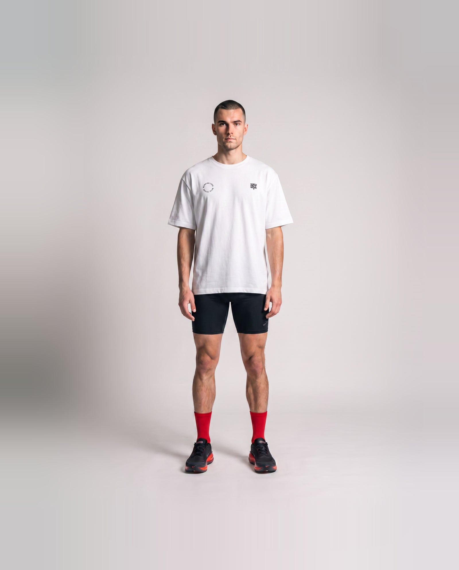 Burning Legs Social Club Oversize T-Shirt White — model front — View 2
