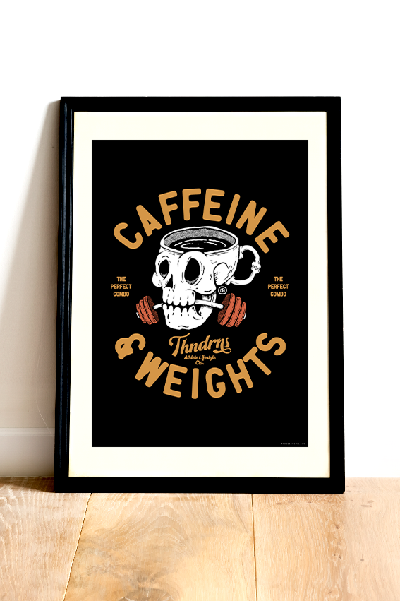 Caffeine & Weights - A3 Print — View 1
