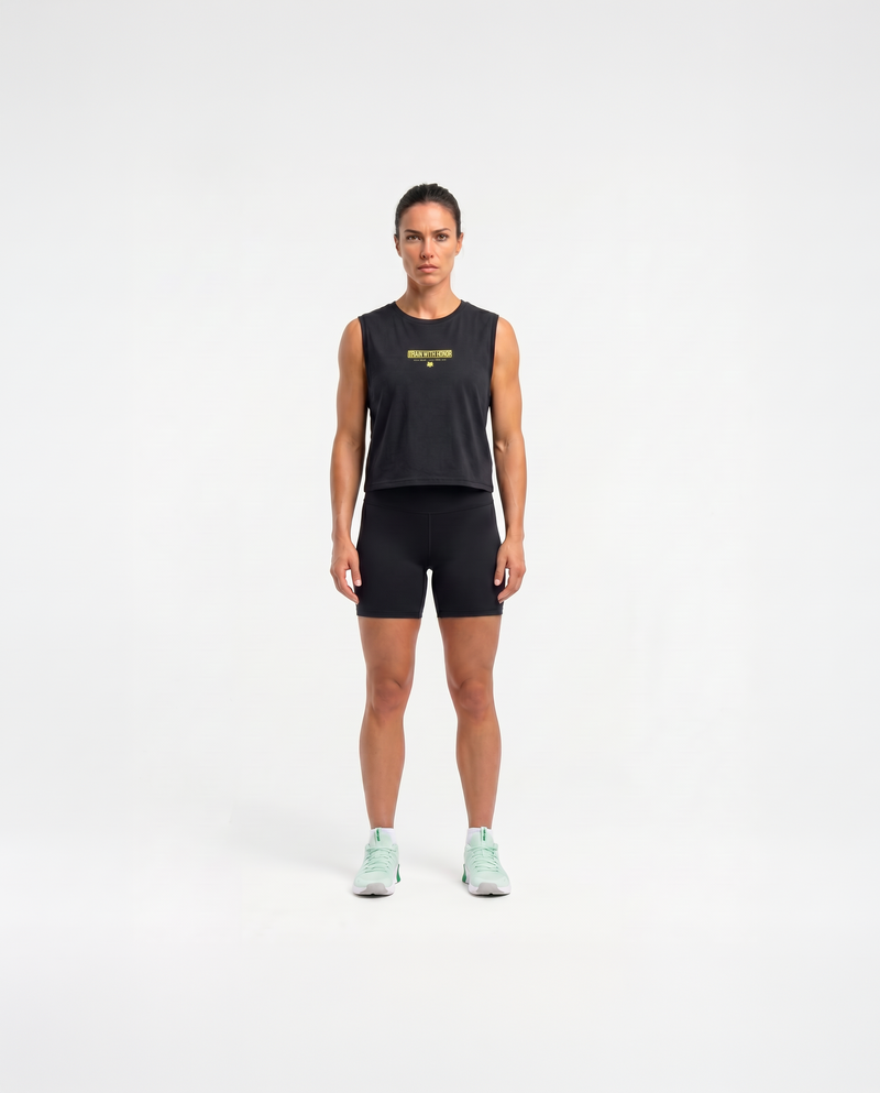 Train With Honor - Cropped Tank Top - Washed Grey - Model