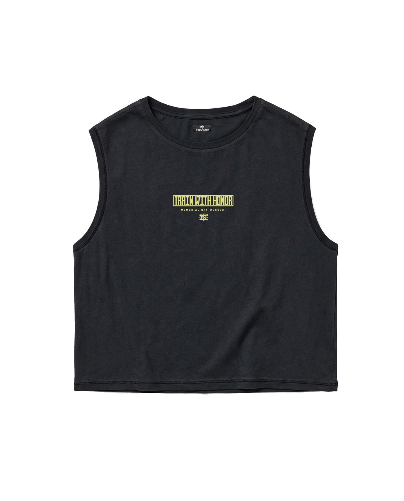 Train With Honor Cropped Tank Top Washed Grey - Front — View 3
