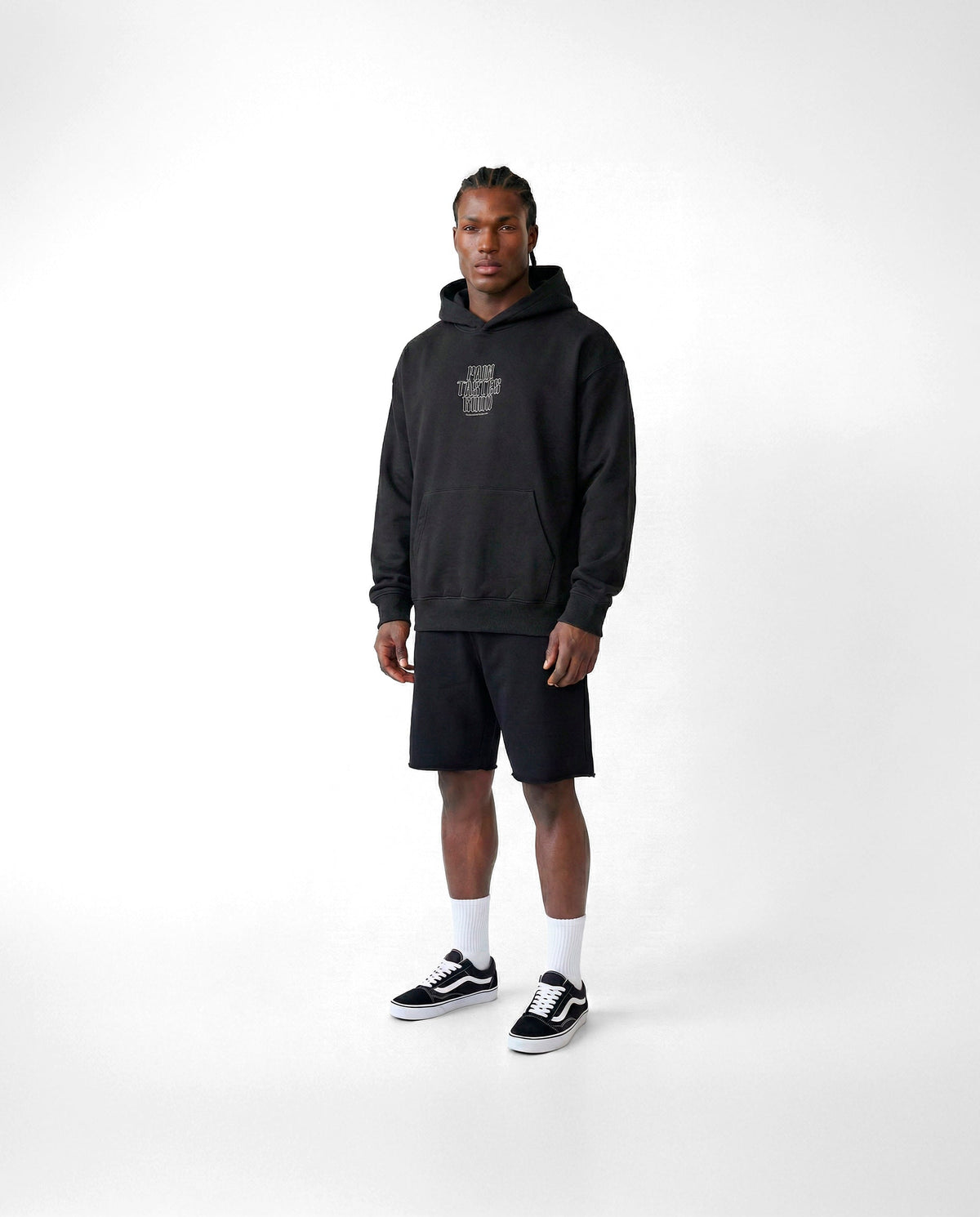 Pain Tastes Good Oversize Hoodie Black - Model 3/4 — View 2
