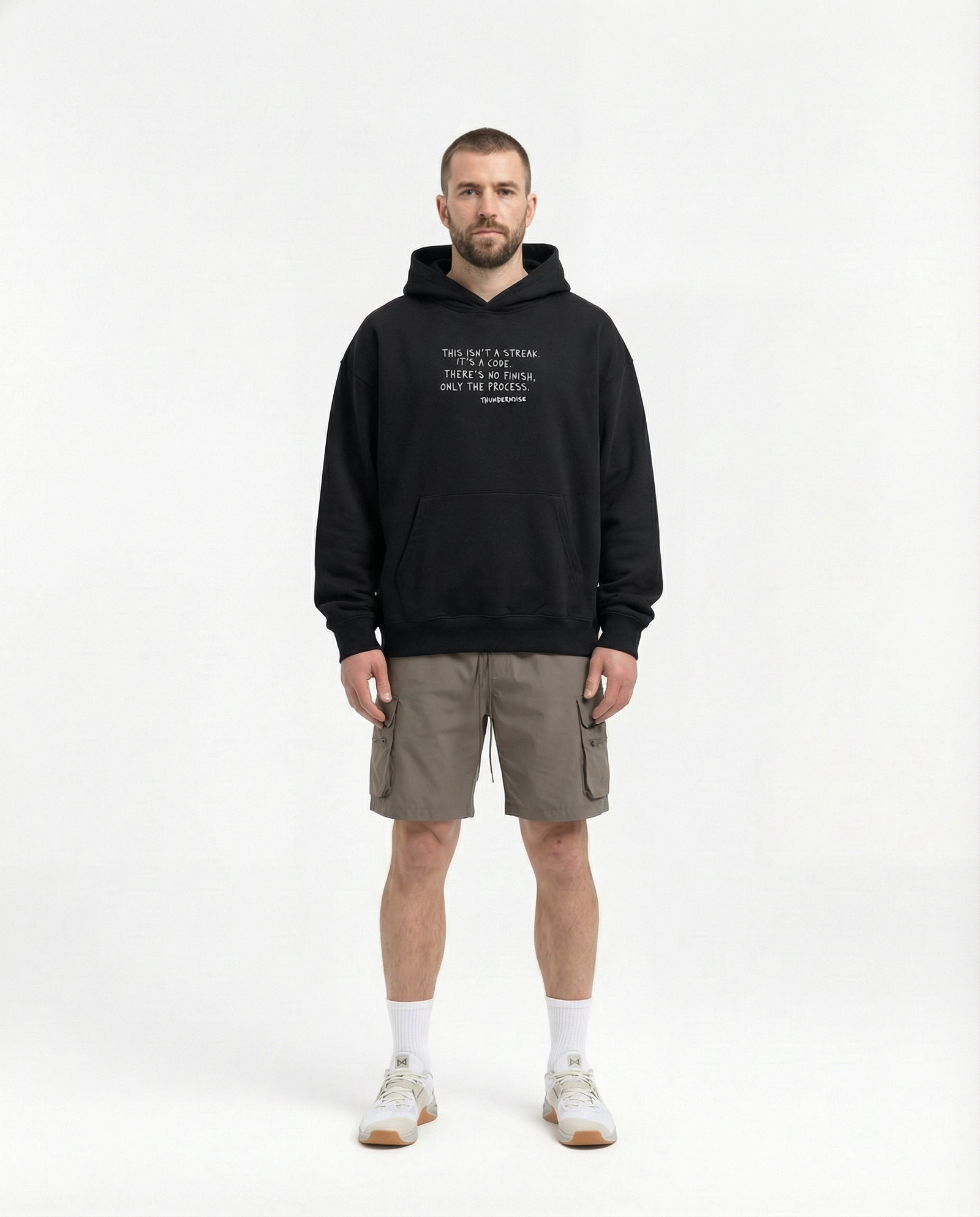 Sisyphus Hoodie Black - Model Front — View 2
