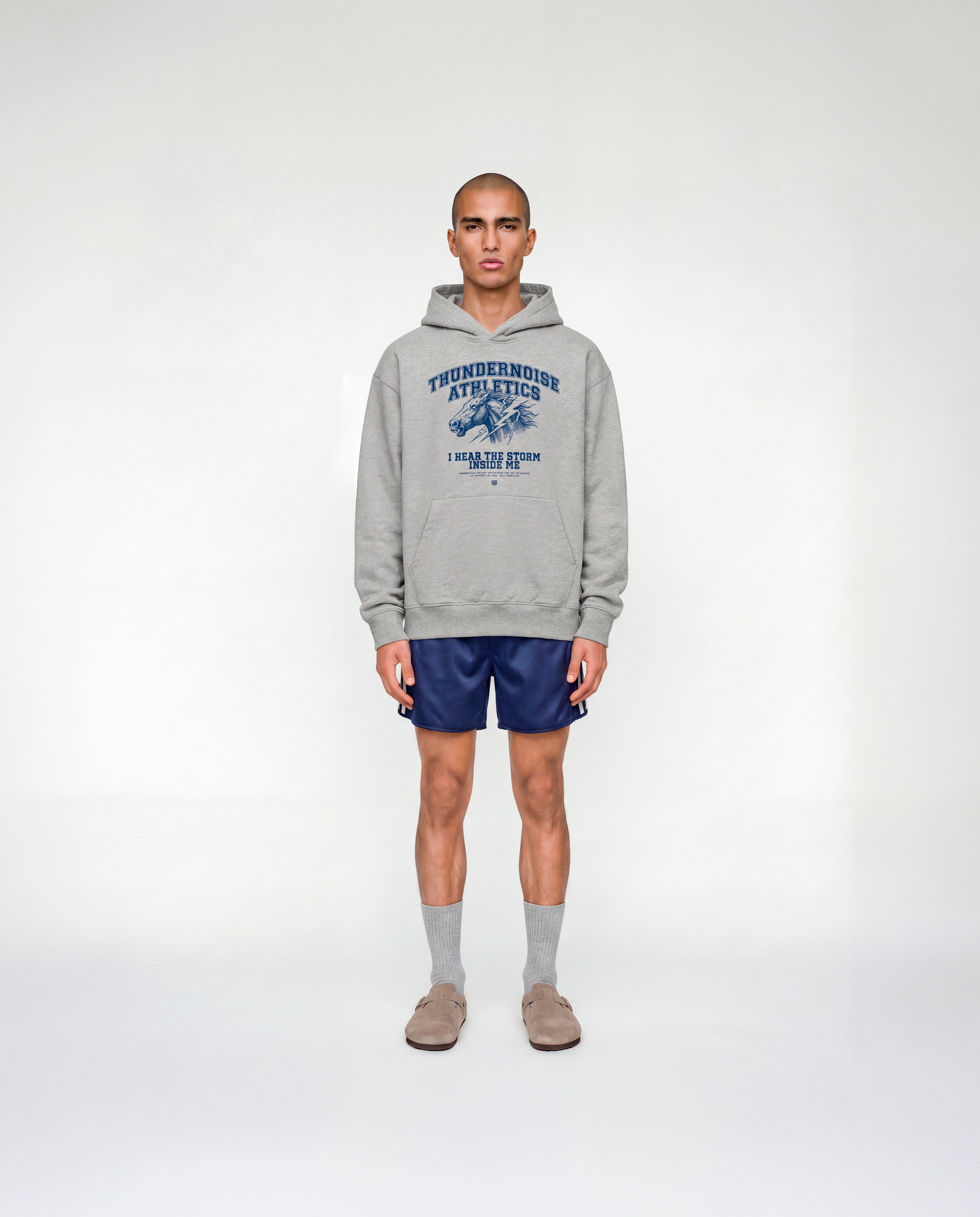Storm Within Oversize Hoodie Grey - Model Full Body