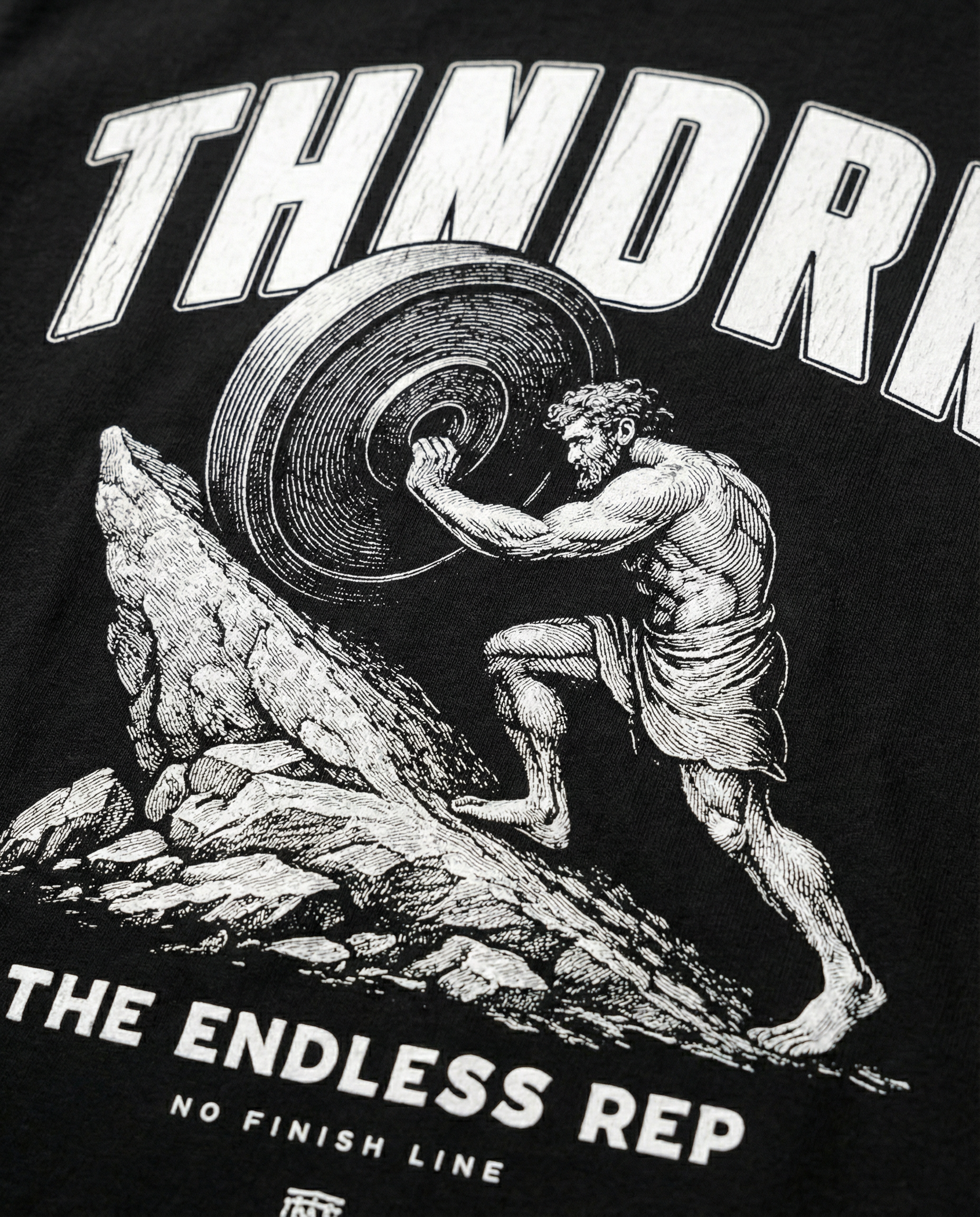 Sisyphus Relaxed Tee Black - Print Detail Back