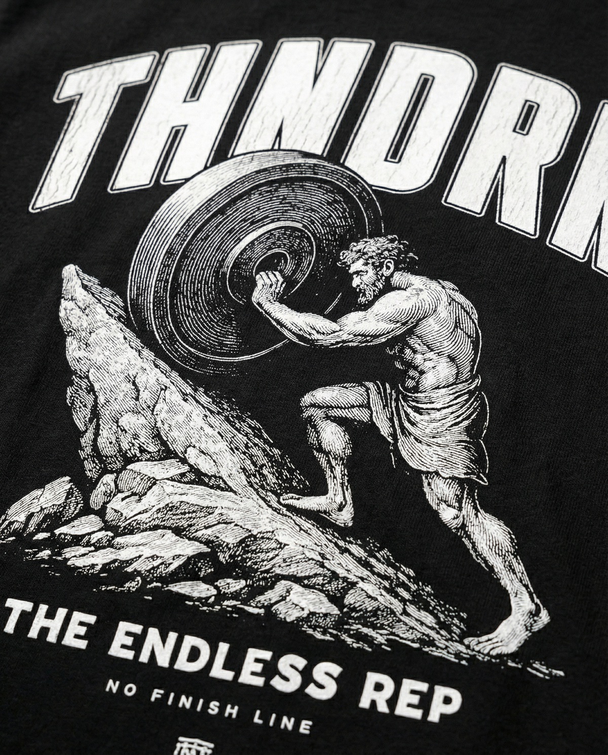 Sisyphus Hoodie Black - Print Detail Back — View 7
