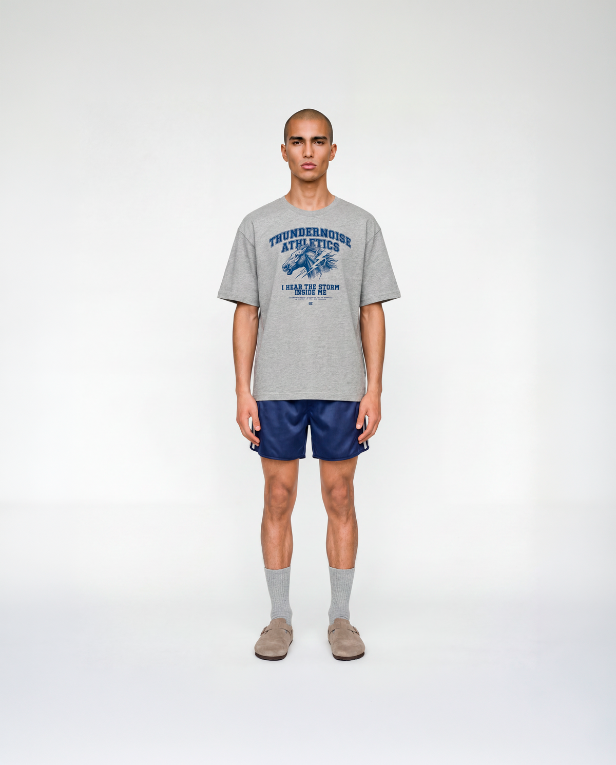 Storm Within Relaxed Tee Grey - Model Front — View 2
