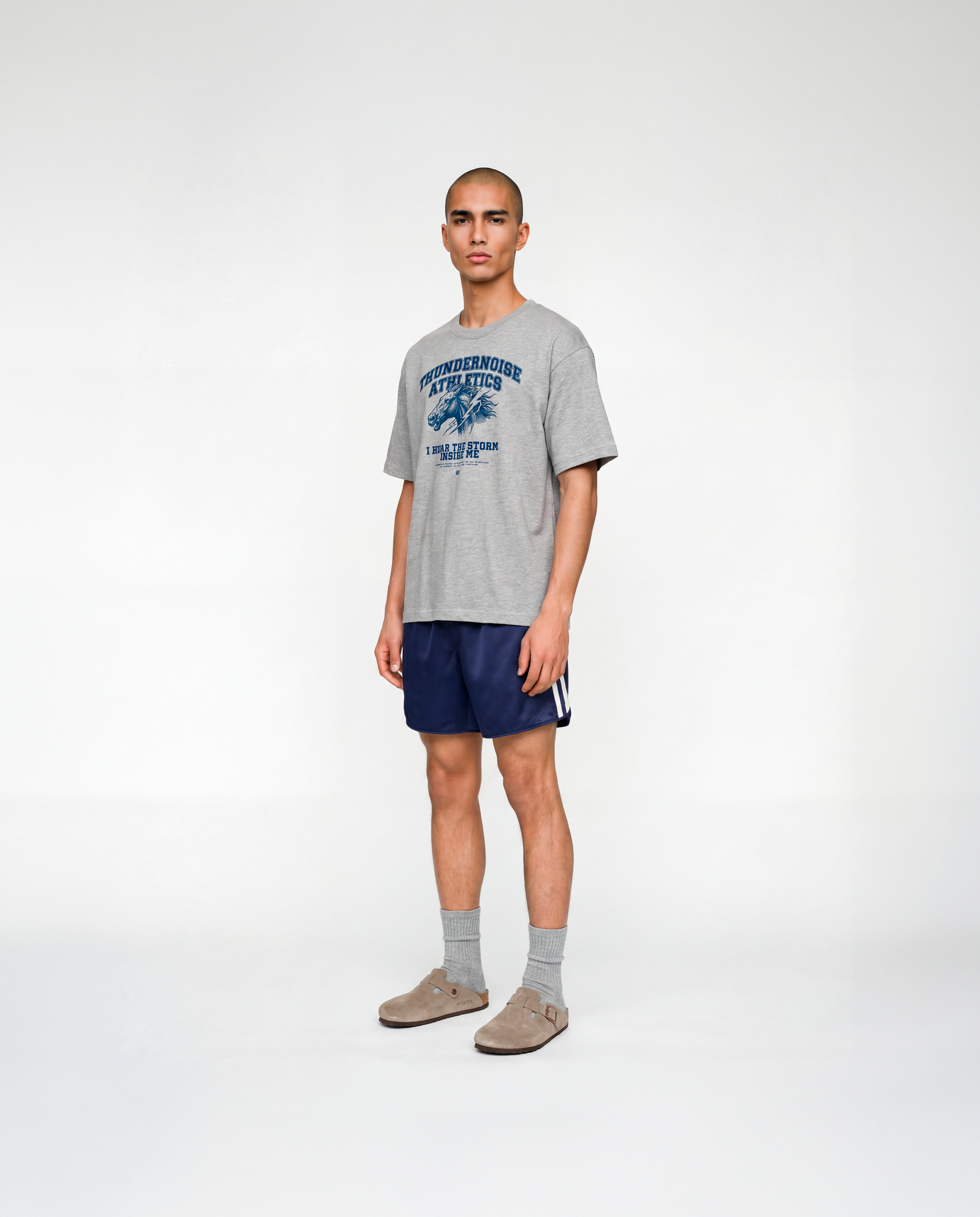 Storm Within Relaxed Tee Grey - Model Full Body — View 3
