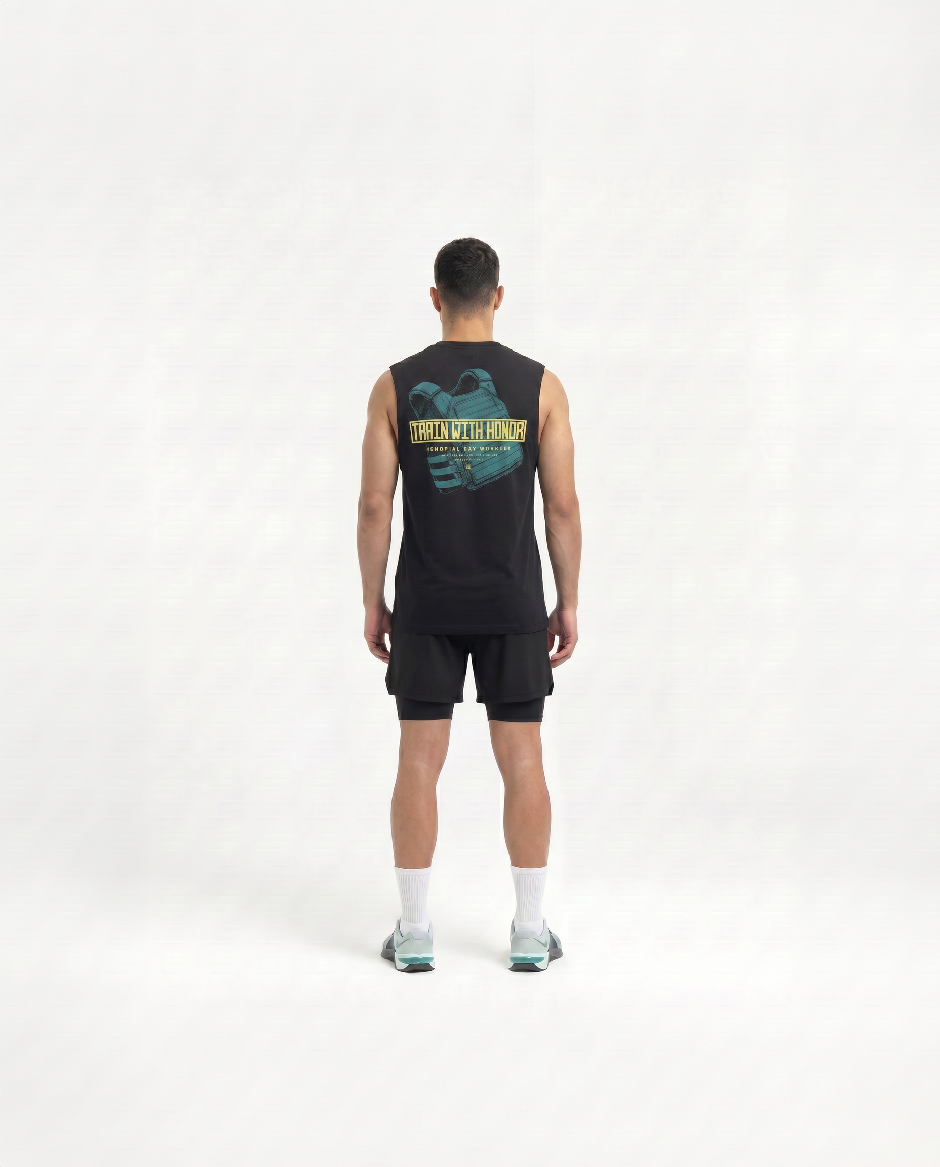 Train With Honor Tank Top Black - Model Back